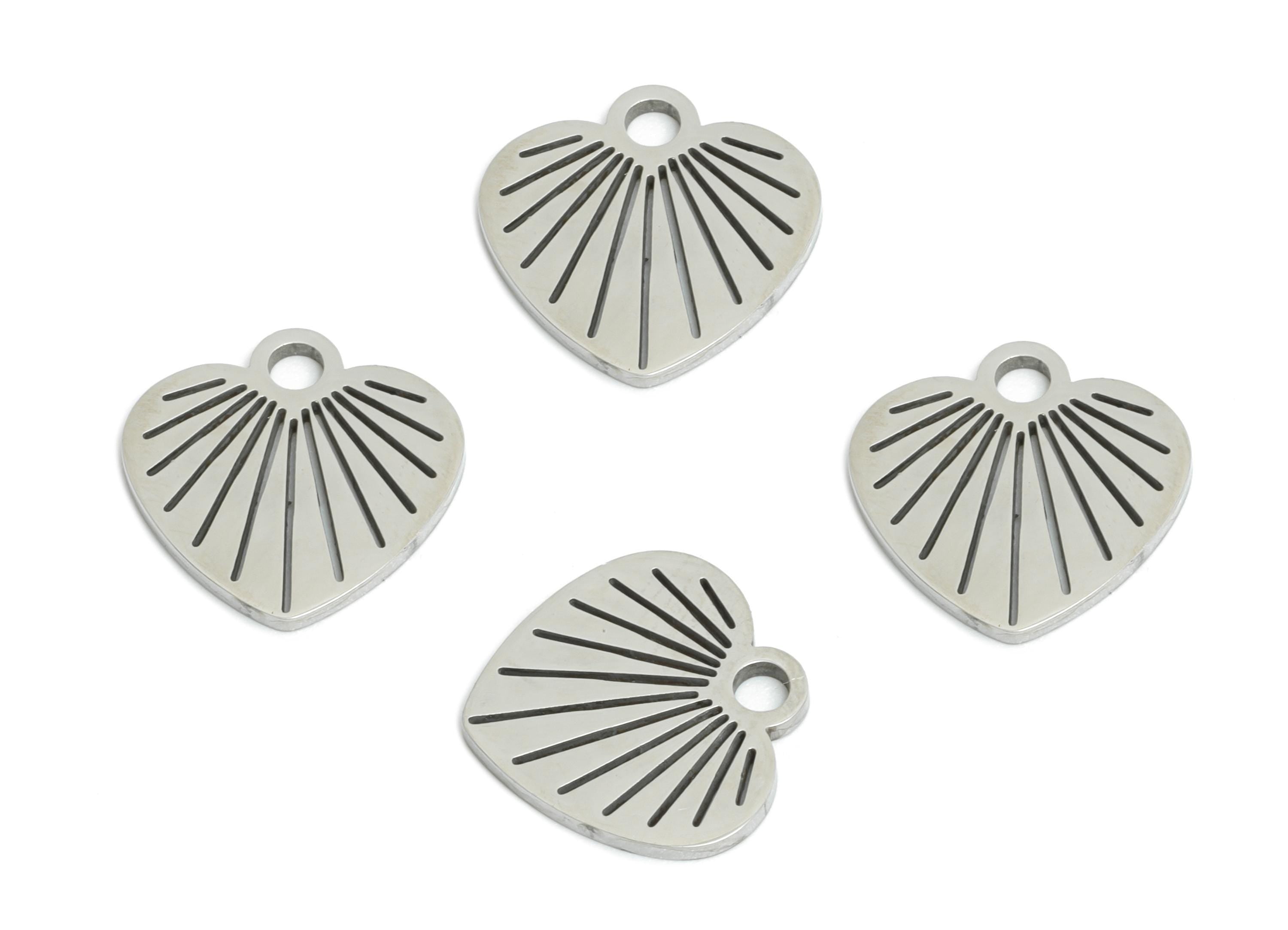 Steel Heart Earring Charm - Boho Romance Jewelry - Laser Cut Jewelry Supply For Necklace - Stainless Steel Charm - 11x11x0.98mm - SS2461 - DOMEDBAZAAR