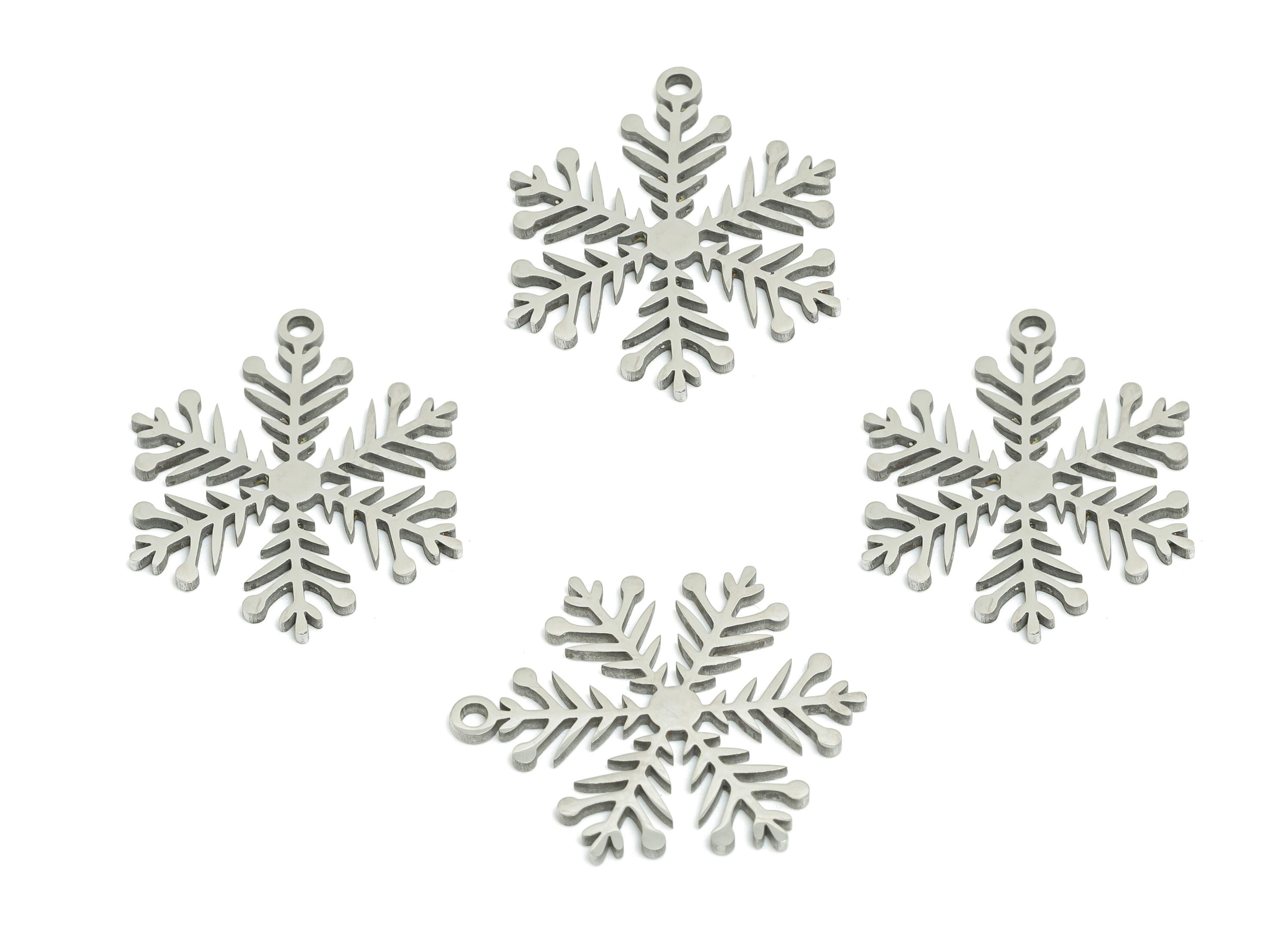 Steel Snowflake Charms - DIY Craft Snowflake Component - Winter Holiday Jewelry Charms - Steel Jewelry Finding - 19.8x16.22x0.98mm - SS2486 - DOMEDBAZAAR