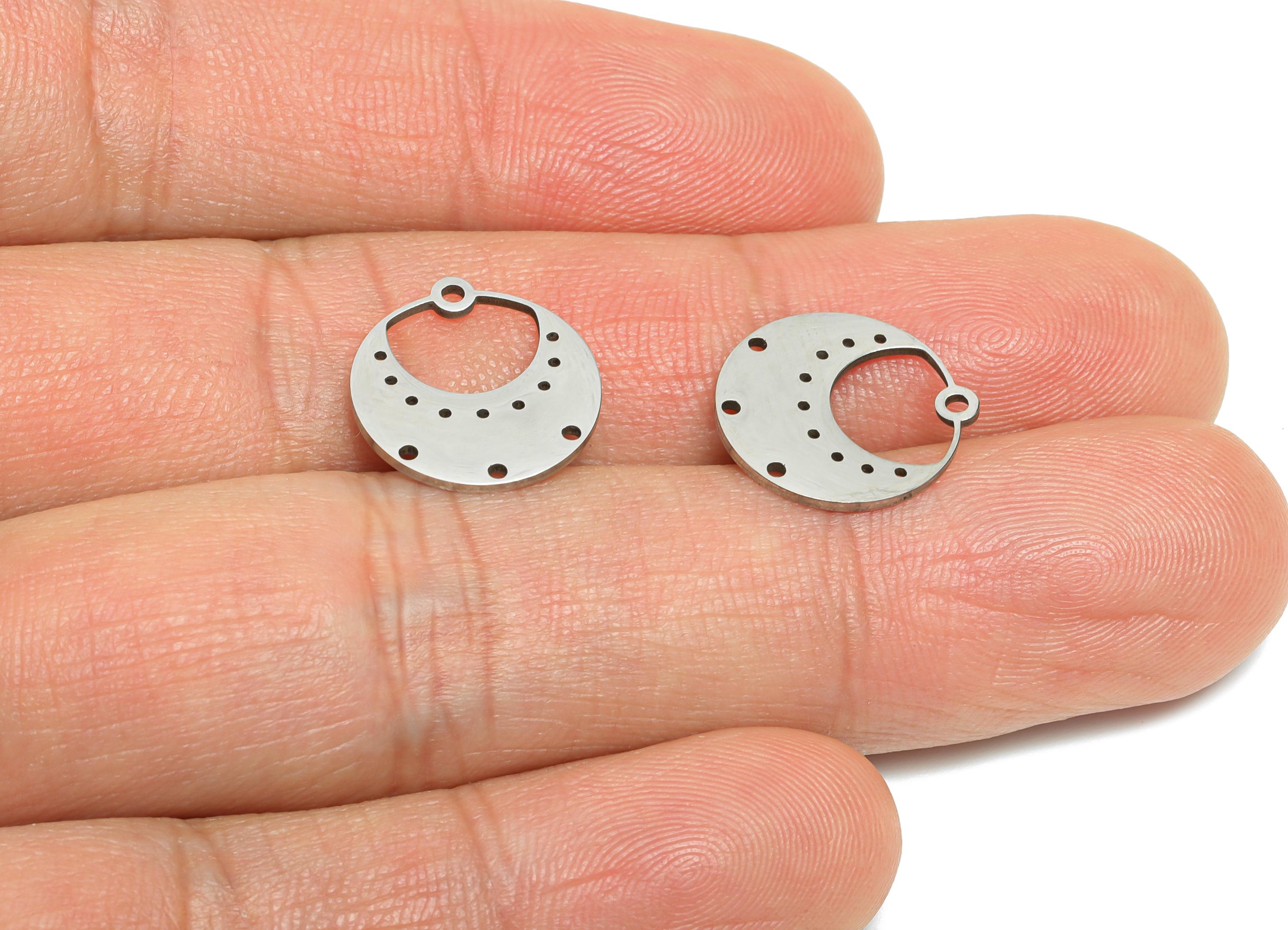 Steel Crescent Earring Charm - Boho Moon Earring Charm - Whimsical Space Charm For Necklace - Stainless Steel Charm - 14.8x13x1mm - SS2463 - DOMEDBAZAAR
