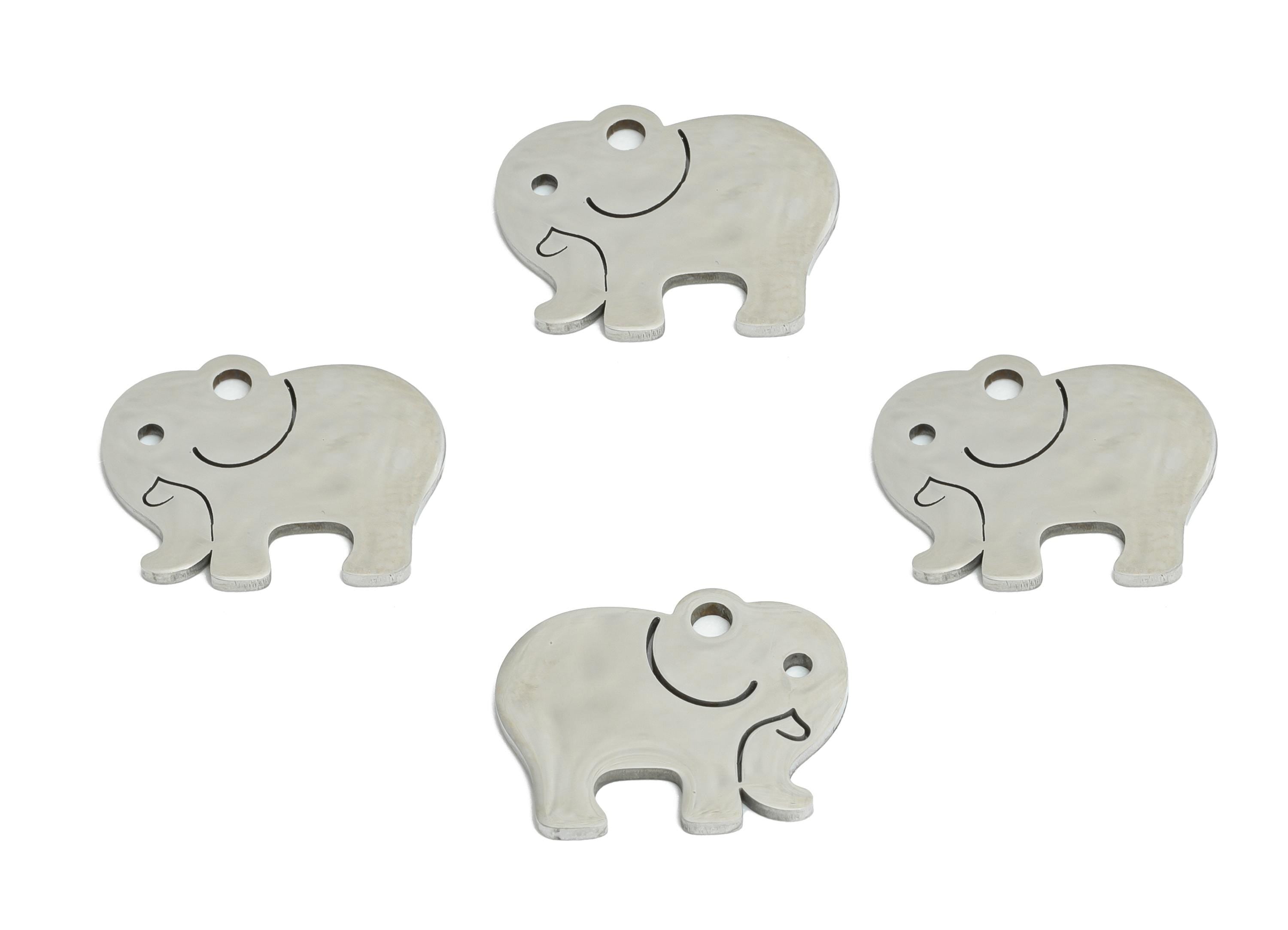 Steel Elephant Charm - Minimalist Elephant Pendant - Safari Animal Jewelry - Stainless Steel Charm - Elephant Charm - 14x11x0.98mm - SS2471 - DOMEDBAZAAR