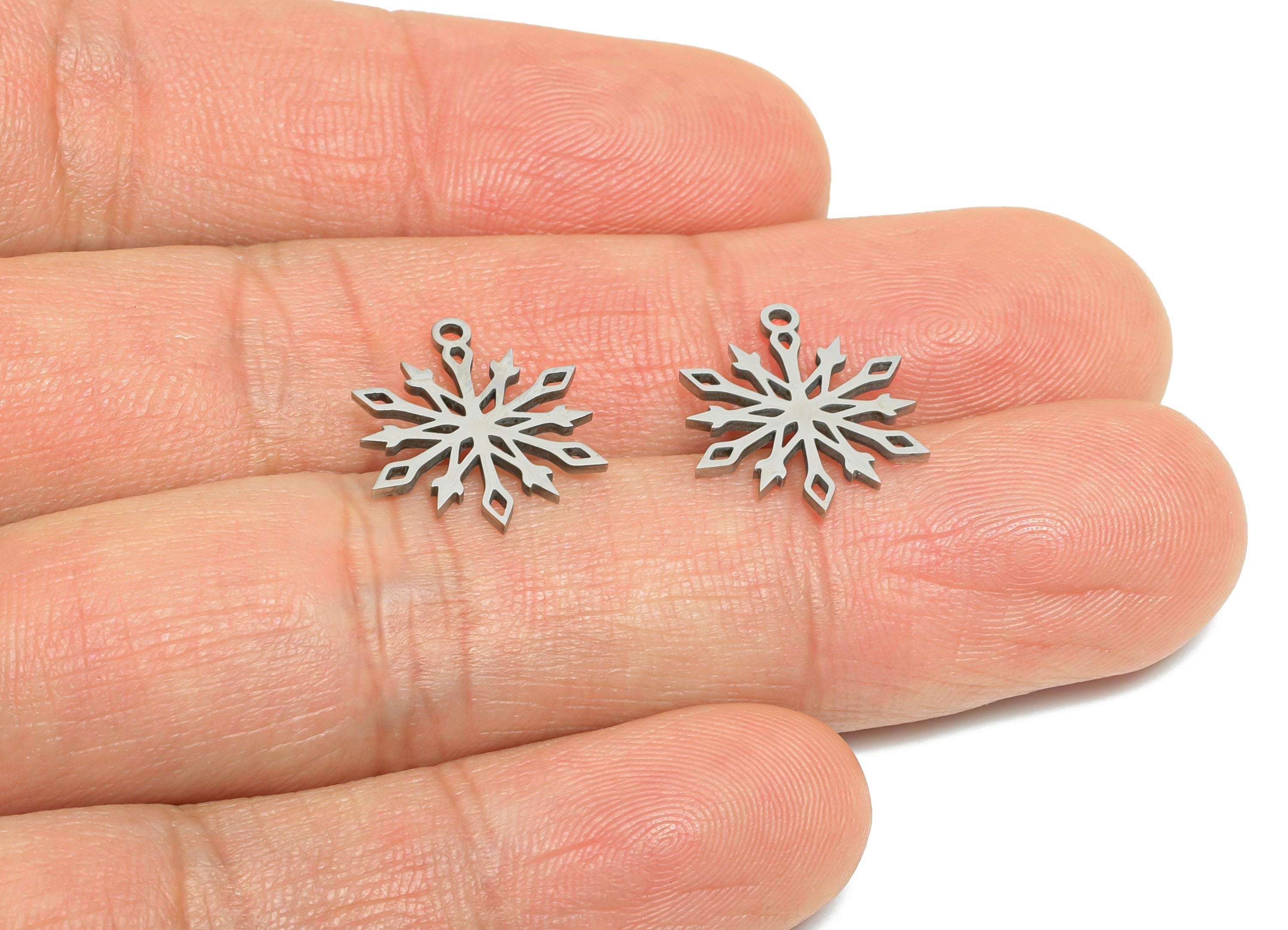 Steel Snowflake Charms - DIY Craft Snowflake Component - Winter Holiday Jewelry Charms - Steel Jewelry Finding - 15x15x0.98mm - SS2423 - DOMEDBAZAAR