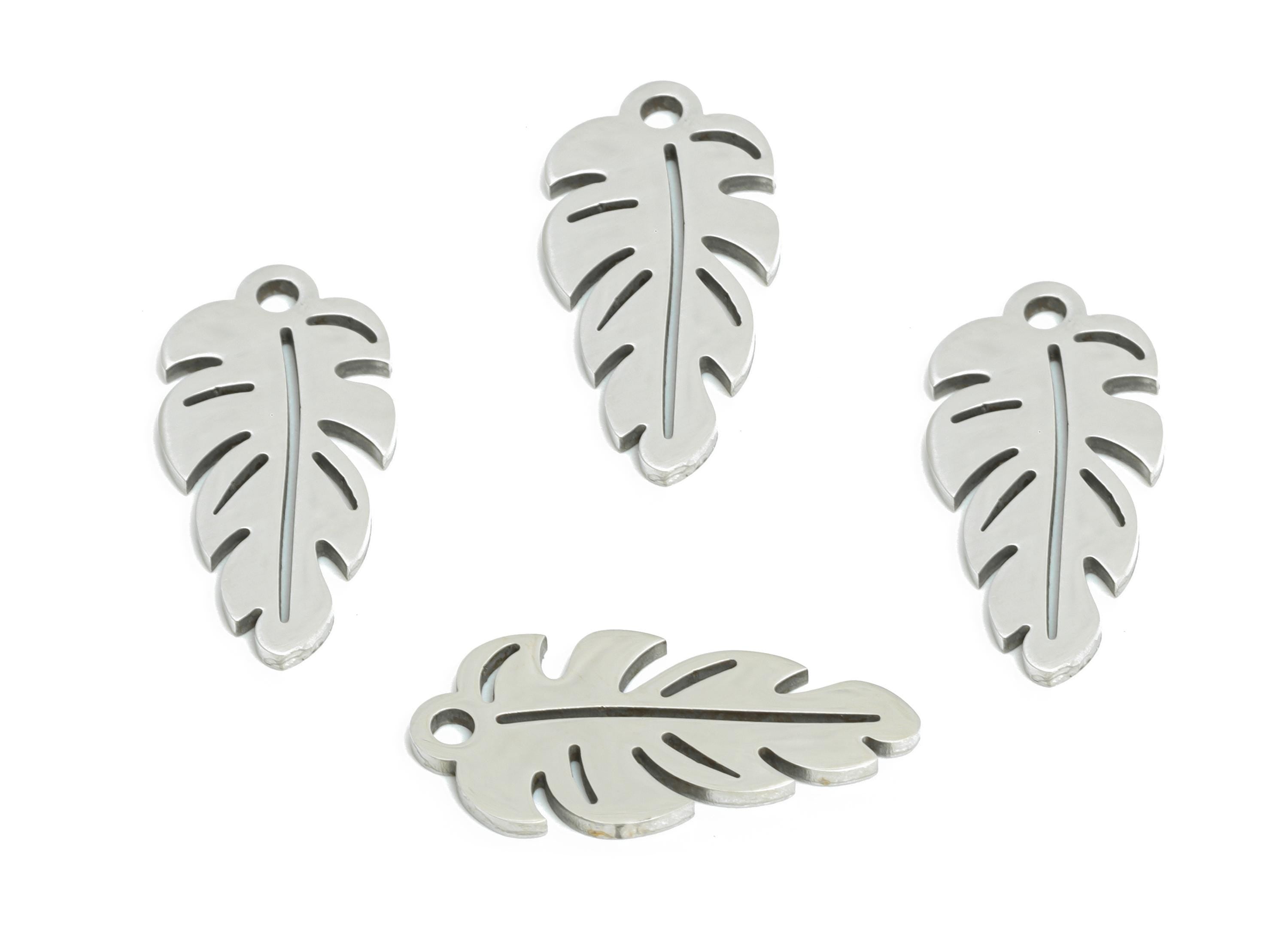 Steel Monstera Leaf Charm - DIY Craft Tropical Leaf Charm - Botanical Jewelry Component - Steel Jewelry Finding - 17x8x0.98mm - SS2469 - DOMEDBAZAAR