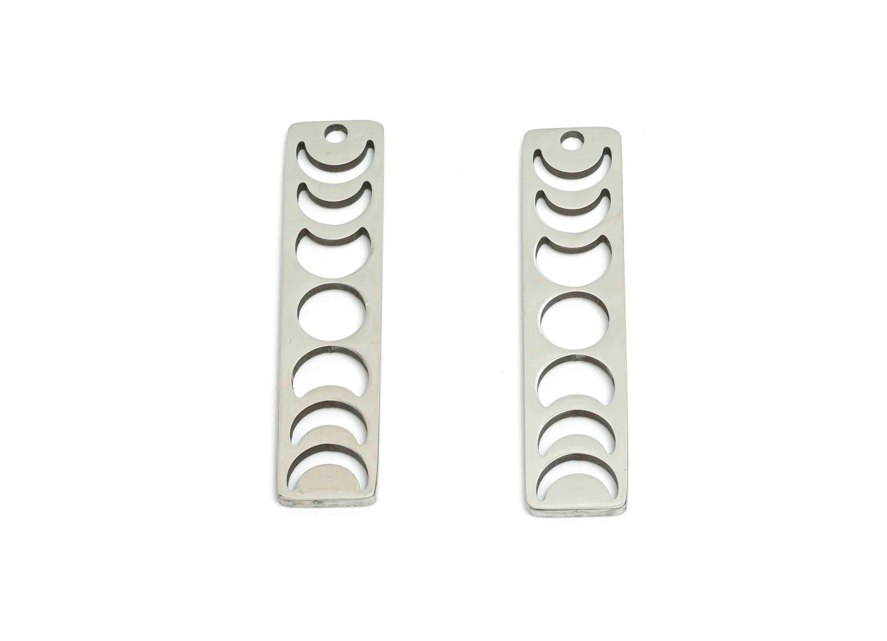 Steel Moon Phase Pendant - Lunar Cycle Jewelry - Celestial Necklace Charm - Handmade Celestial Jewelry Supply - 29.9x6x0.98mm - SS2433 - DOMEDBAZAAR