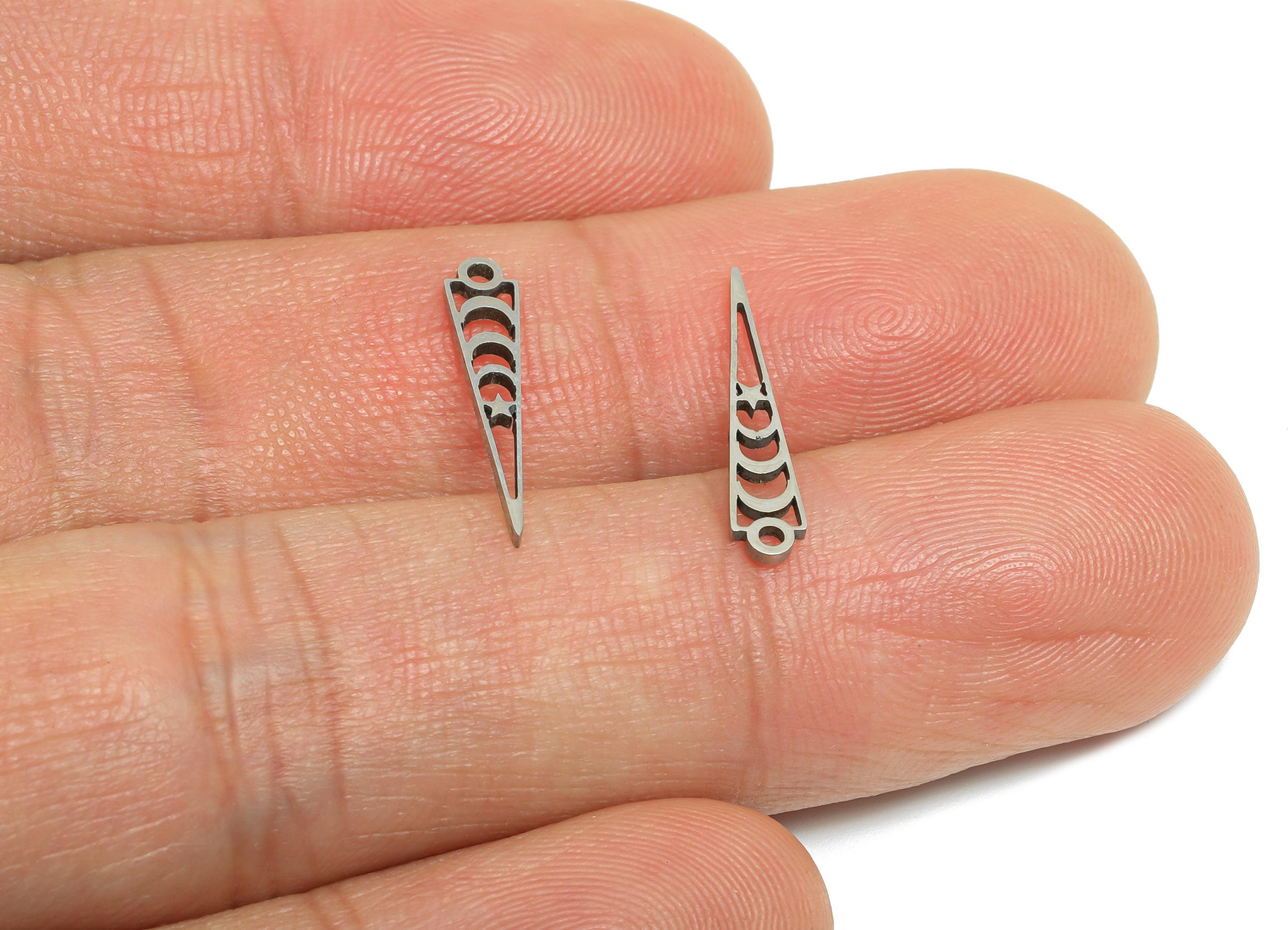 Steel Triangle Pendant - Geometry Moon Star Charm - Crescent Celestial Jewelry Pendant - Stainless Steel Charm - 17x3x0.98mm - SS2472 - DOMEDBAZAAR