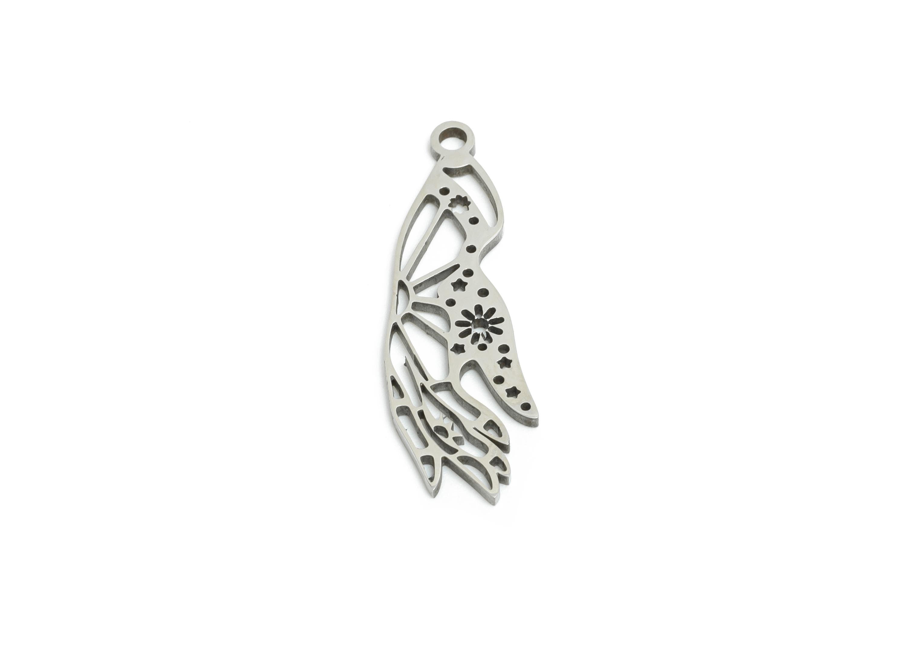 Steel Hand Earring Charm - Artistic Hand Charm For Necklace - Celestial Hand Pendant - Laser-Cut Steel Jewelry - 24.85x7x0.98mm - SS2496 - DOMEDBAZAAR