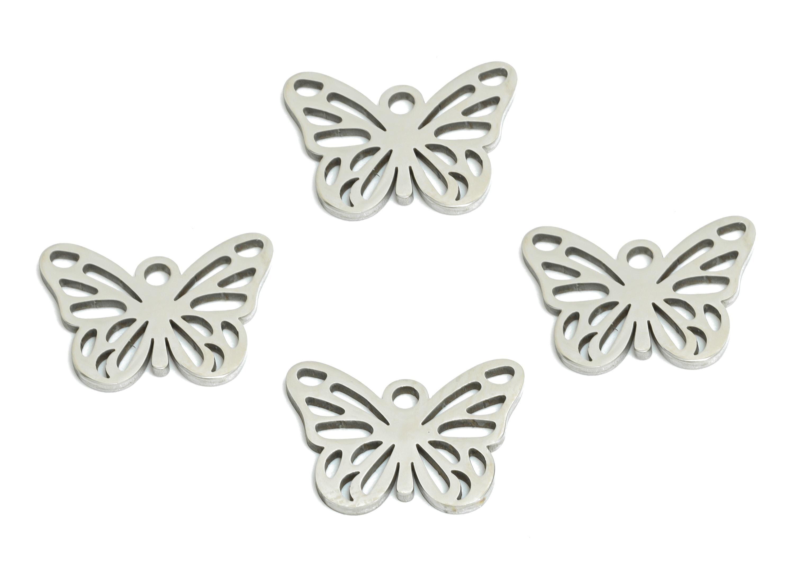 Steel Butterfly Pendant - Elegant Butterfly Insect Pendant - Nature-Inspired Jewelry - Laser Cut Stainless Steel - 14x10x0.98mm - SS2488 - DOMEDBAZAAR