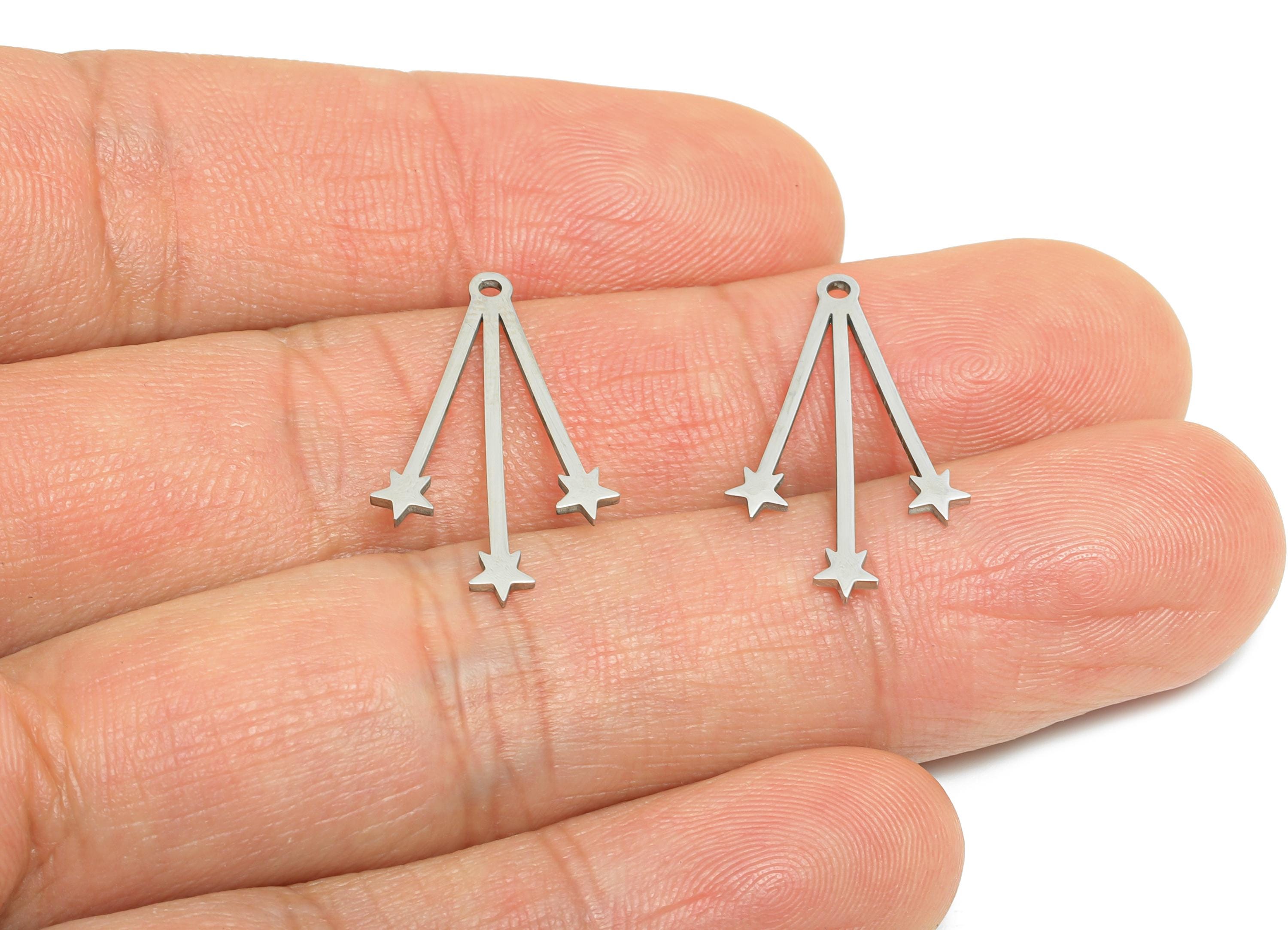 Steel Shooting Star Pendant - DIY Craft Cosmic Star Jewelry - Celestial Falling Star Charm - Laser Cut Steel Charm - 24x14x0.98mm - SS2443 - DOMEDBAZAAR