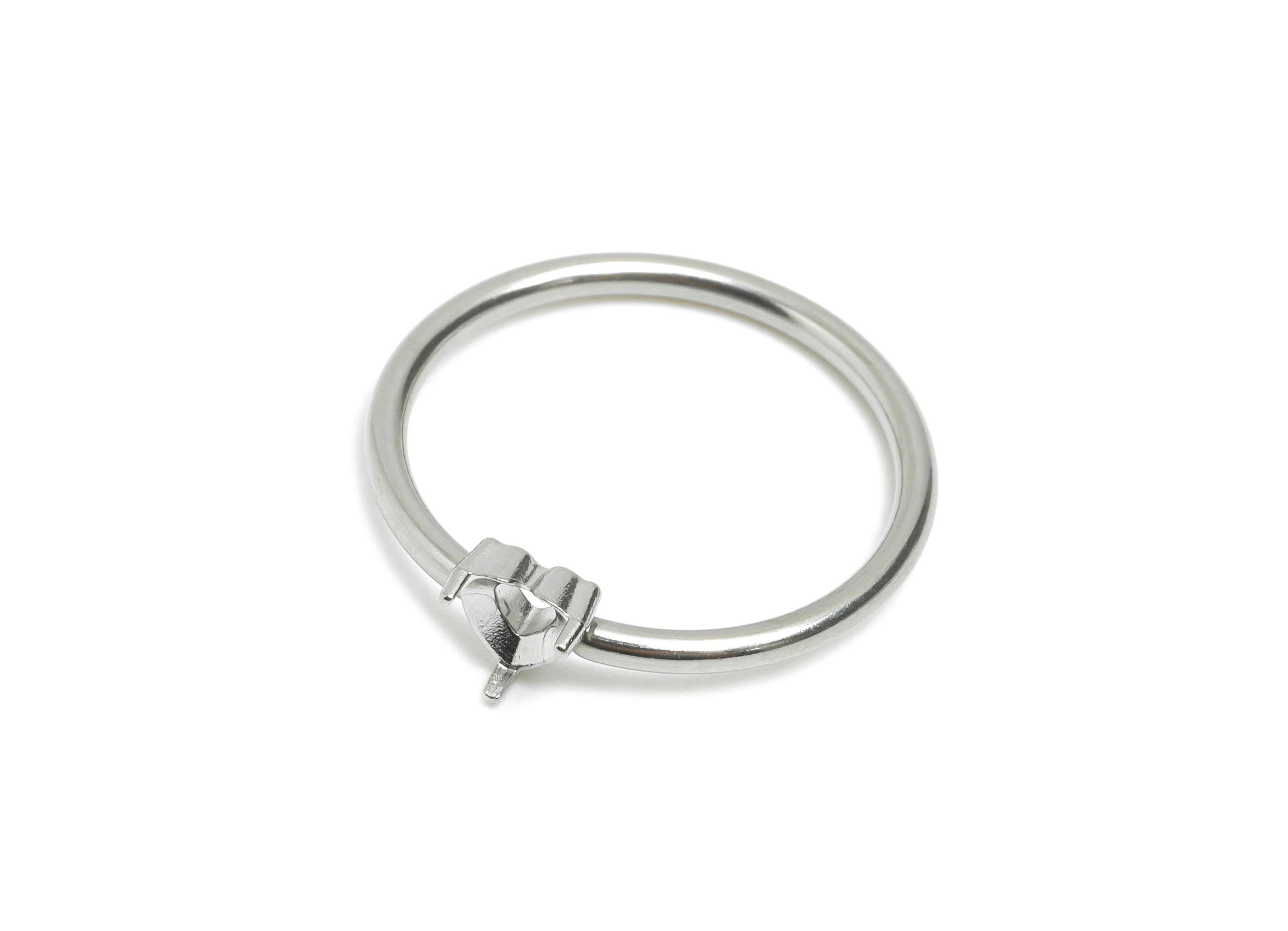 4x4mm Heart Setting Ring - Ring Inner Size #6/16.6mm - Steel Gemstone Holder Cabochon Ring Base - Prong Setting Ring - 21x19x1mm - SS1555-6 - DOMEDBAZAAR