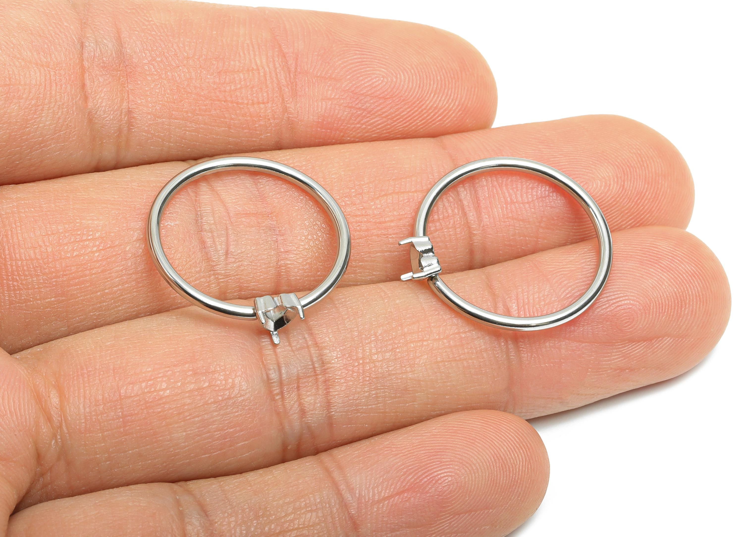 4x4mm Heart Setting Ring - Ring Inner Size #8/18.1mm - Steel Gemstone Holder Cabochon Ring Base - Prong Setting Ring - 22x21x1.5mm-SS1555-8 - DOMEDBAZAAR
