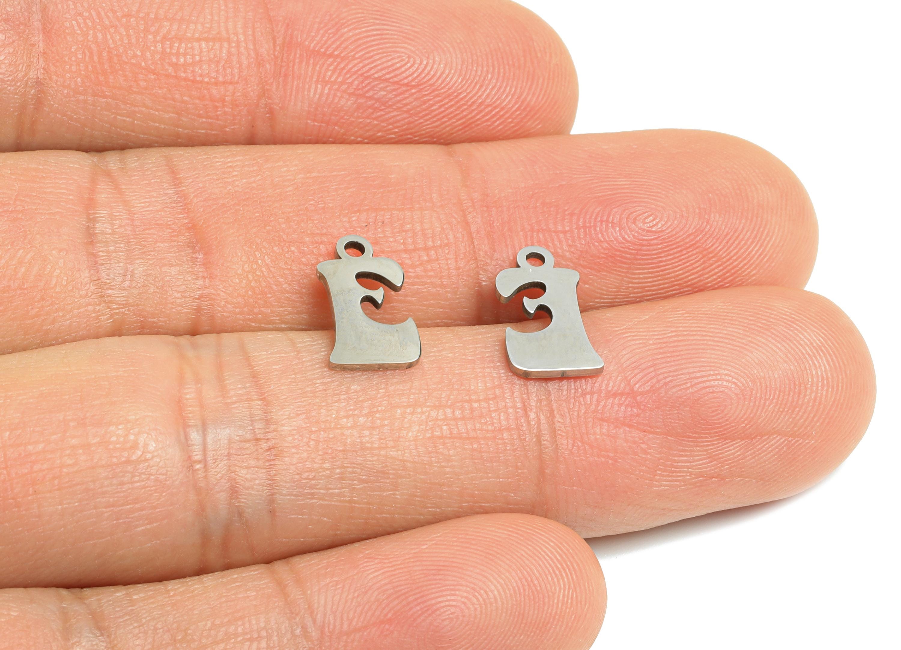 Steel Letter E Charms - Personalized Initial Pendant for Bracelet - Unique Name Jewelry - Stylish Statement DIY - 11.87x6.87x0.98mm - SS2387 - DOMEDBAZAAR