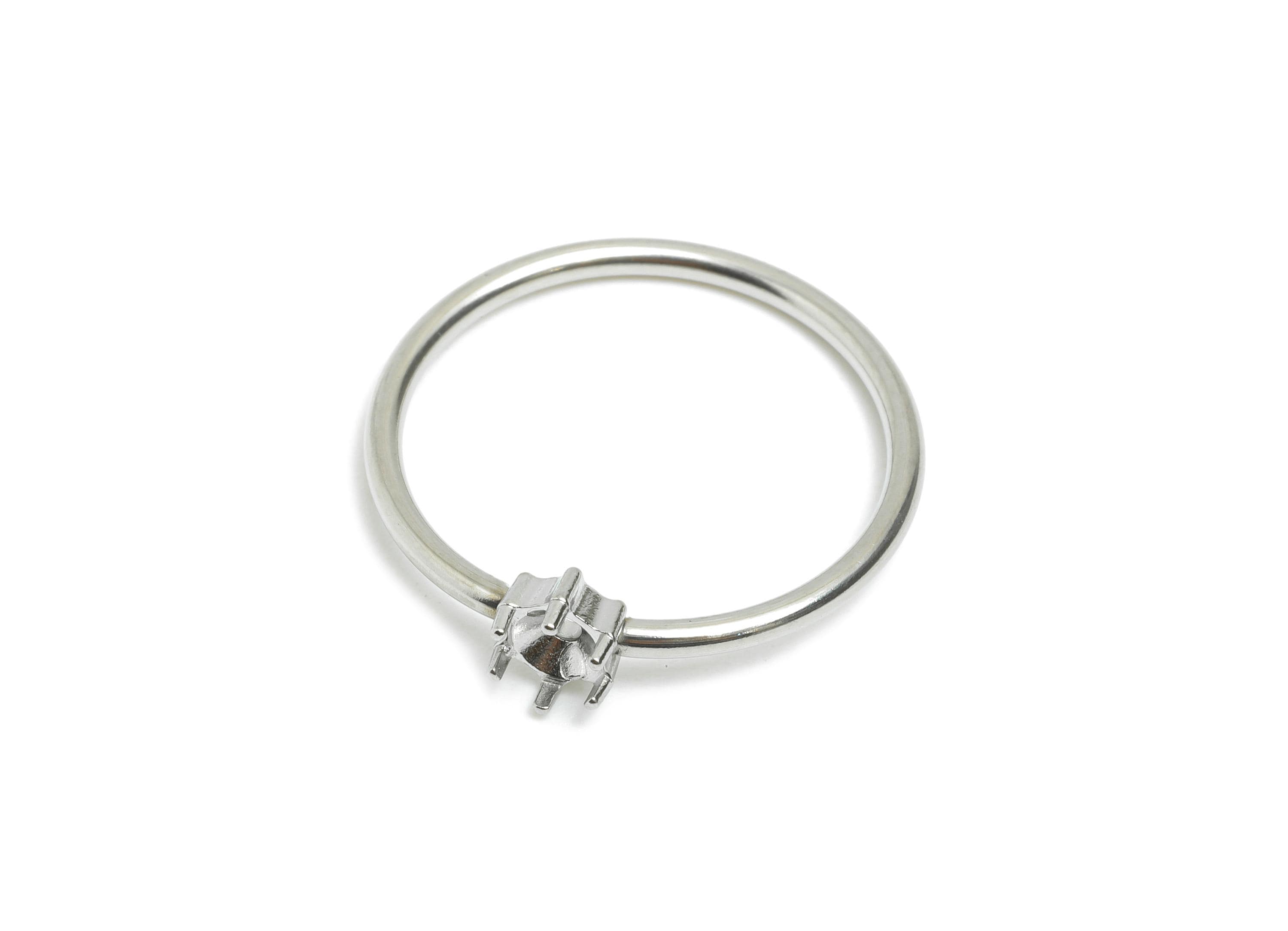 4mm Round Setting Ring - Ring Inner Size #8/18.1mm - Steel Gemstone Holder Cabochon Ring Base - Prong Setting Ring - 22x21x1.5mm - SS1554-8 - DOMEDBAZAAR