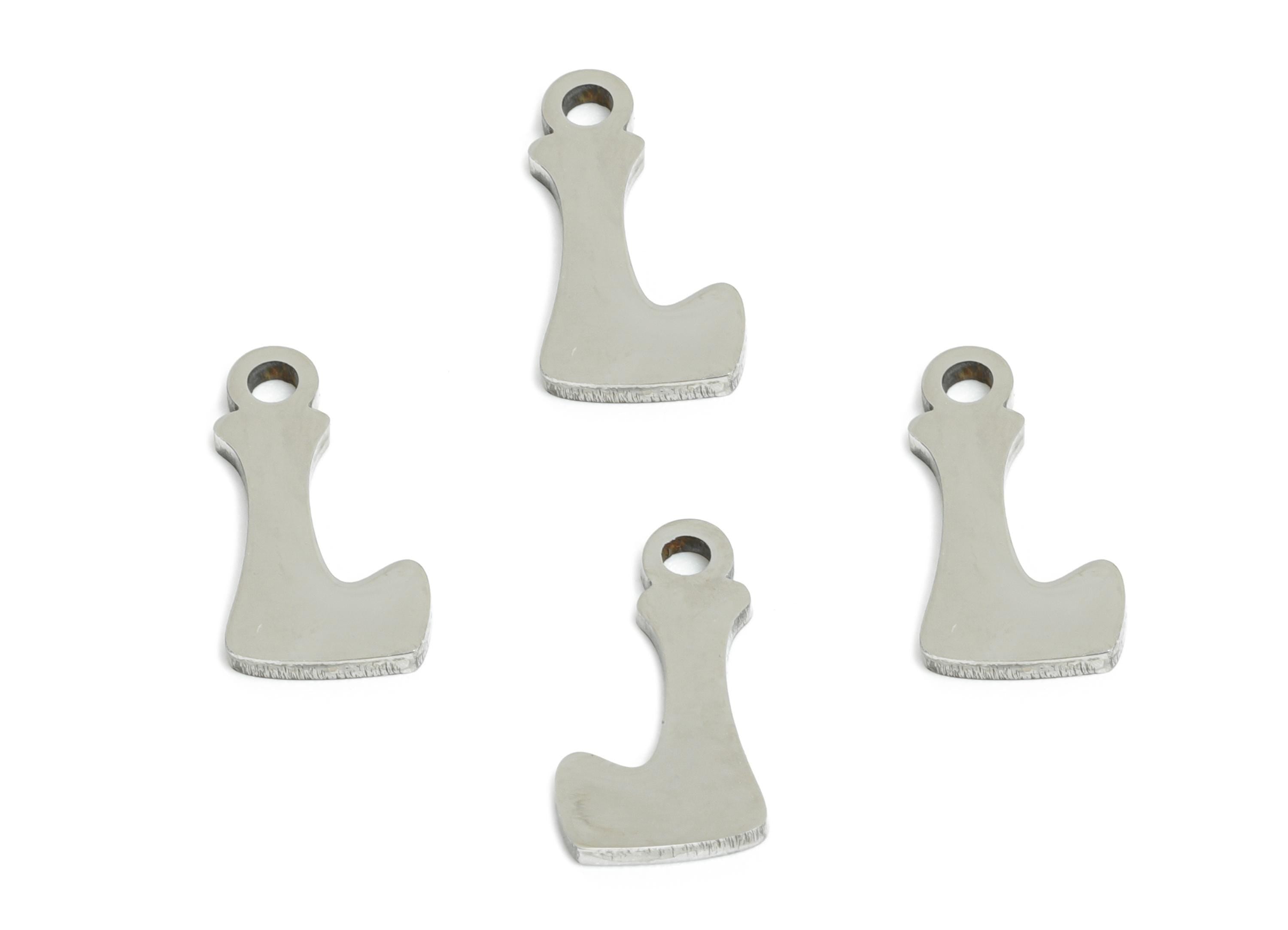 Steel Letter L Charms - Personalized Initial Pendant for Bracelet - Unique Name Jewelry - Stylish Statement DIY - 11.9x6.2x0.98mm - SS2394 - DOMEDBAZAAR