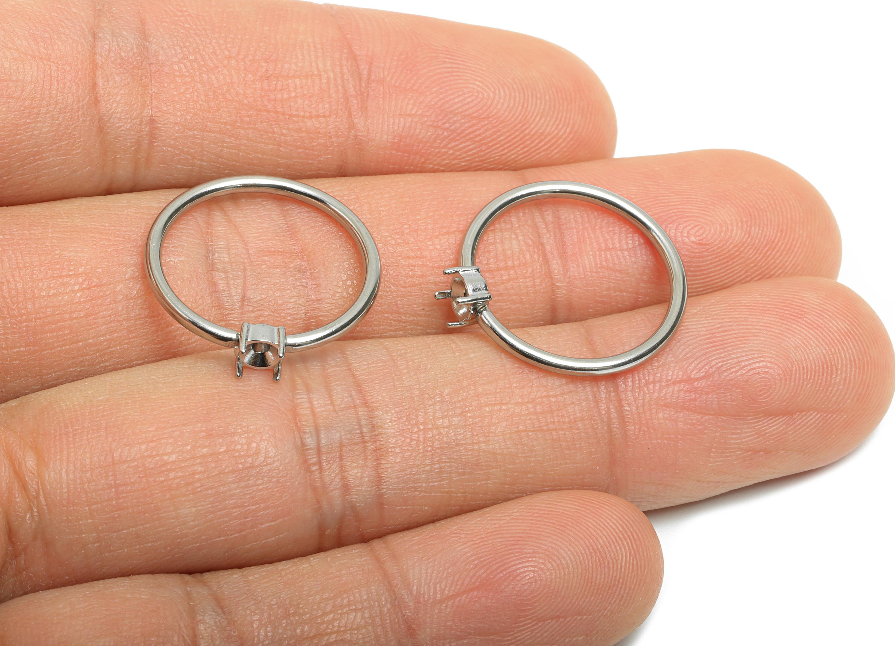 3.5mm Round Setting Ring - Prong Ring Settings - Ring Inner Size #6/16.6mm - Gemstone Holder Cabochon Ring Base - 21x19x1.5mm - SS1552-6 - DOMEDBAZAAR