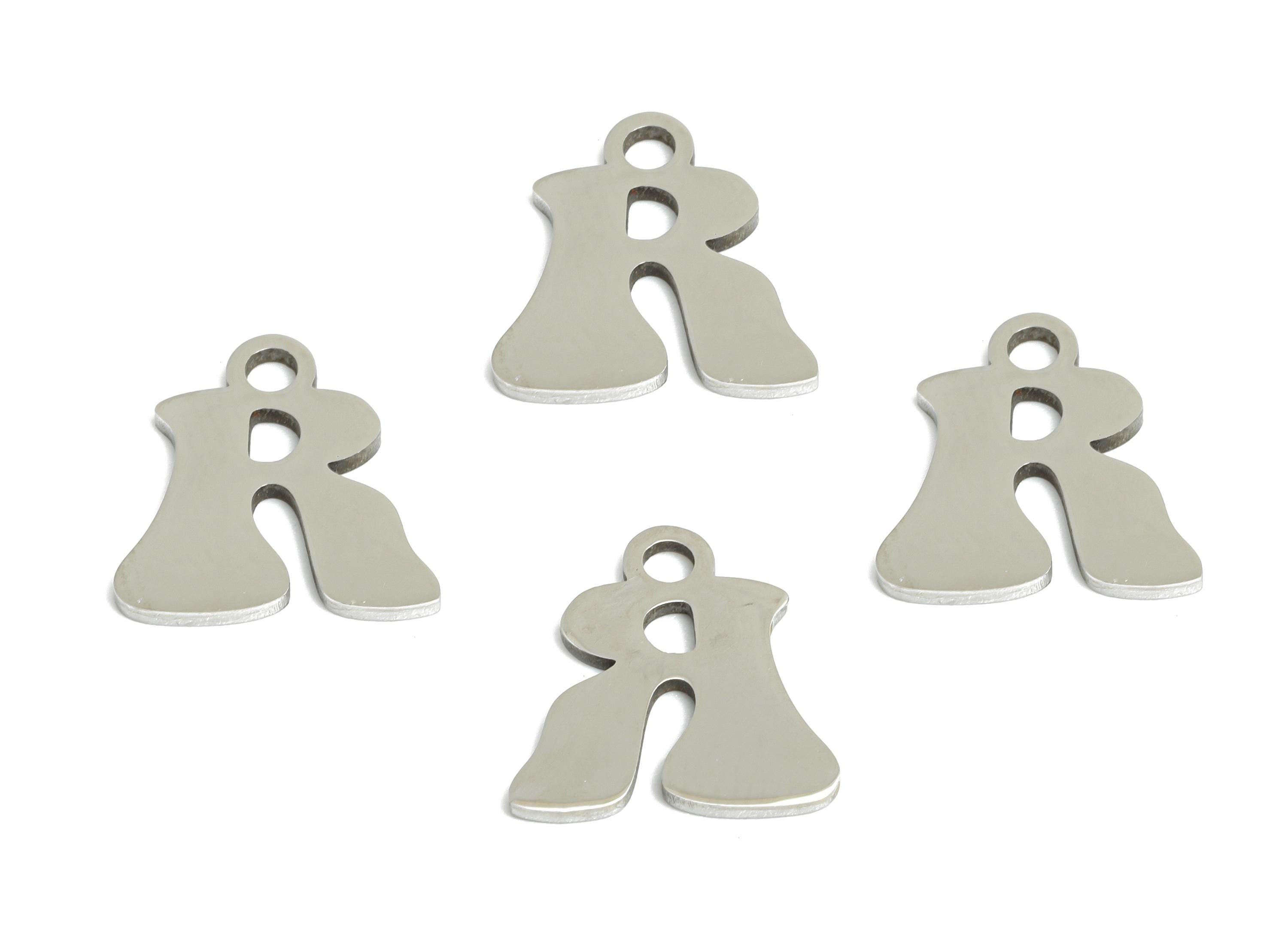 Steel Letter R Charm - Personalized Initial Pendant for Bracelet - Unique Name Jewelry - Stylish Statement DIY - 11.84x11.57x0.98mm - SS2400 - DOMEDBAZAAR