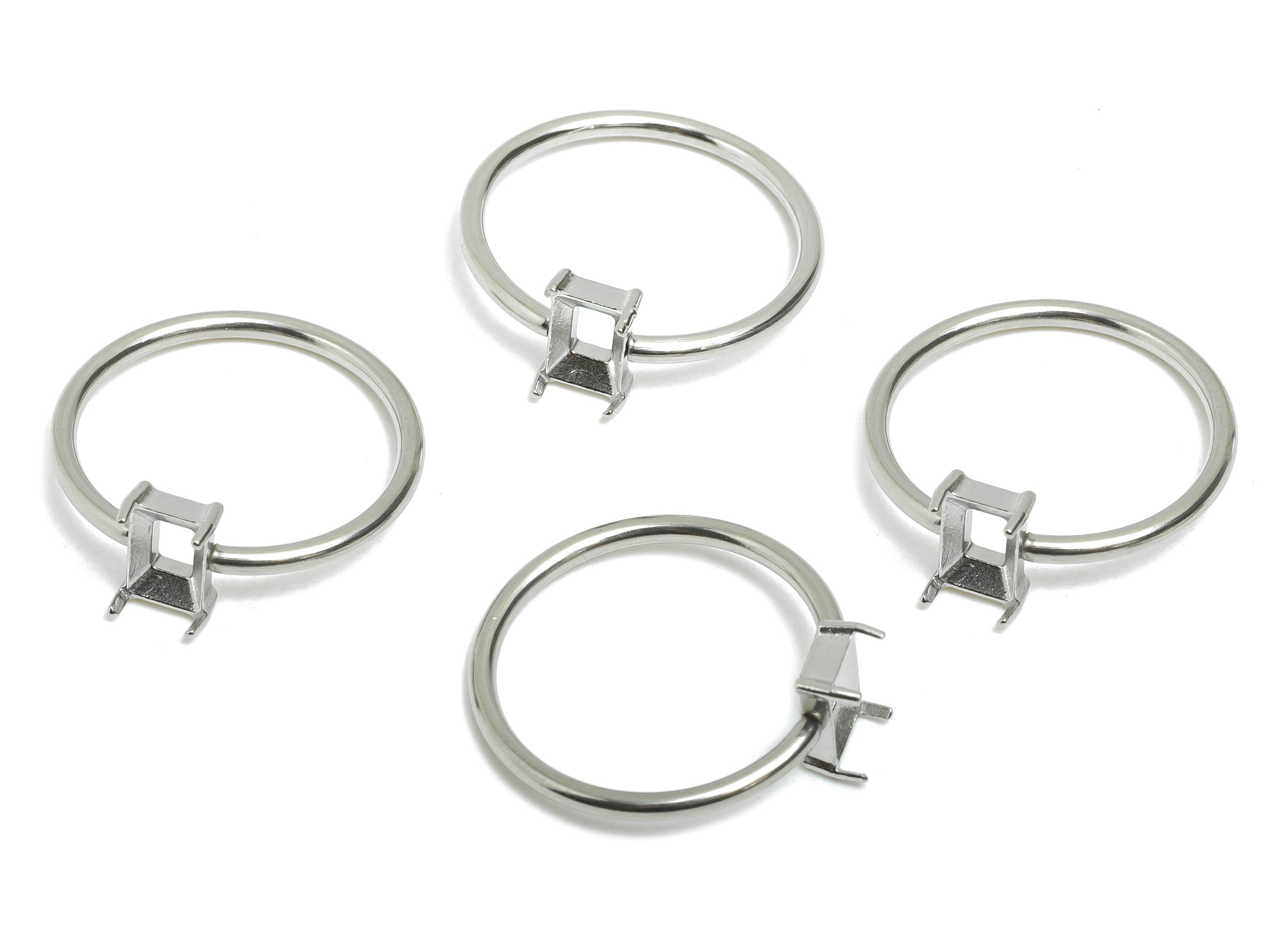 4x6mm Rectangle Setting Ring - Prong Ring Settings - Ring Inner Size #6/16.6mm - Gemstone Holder Cabochon Ring Base - 21x19x1.5mm - SS1549-6 - DOMEDBAZAAR