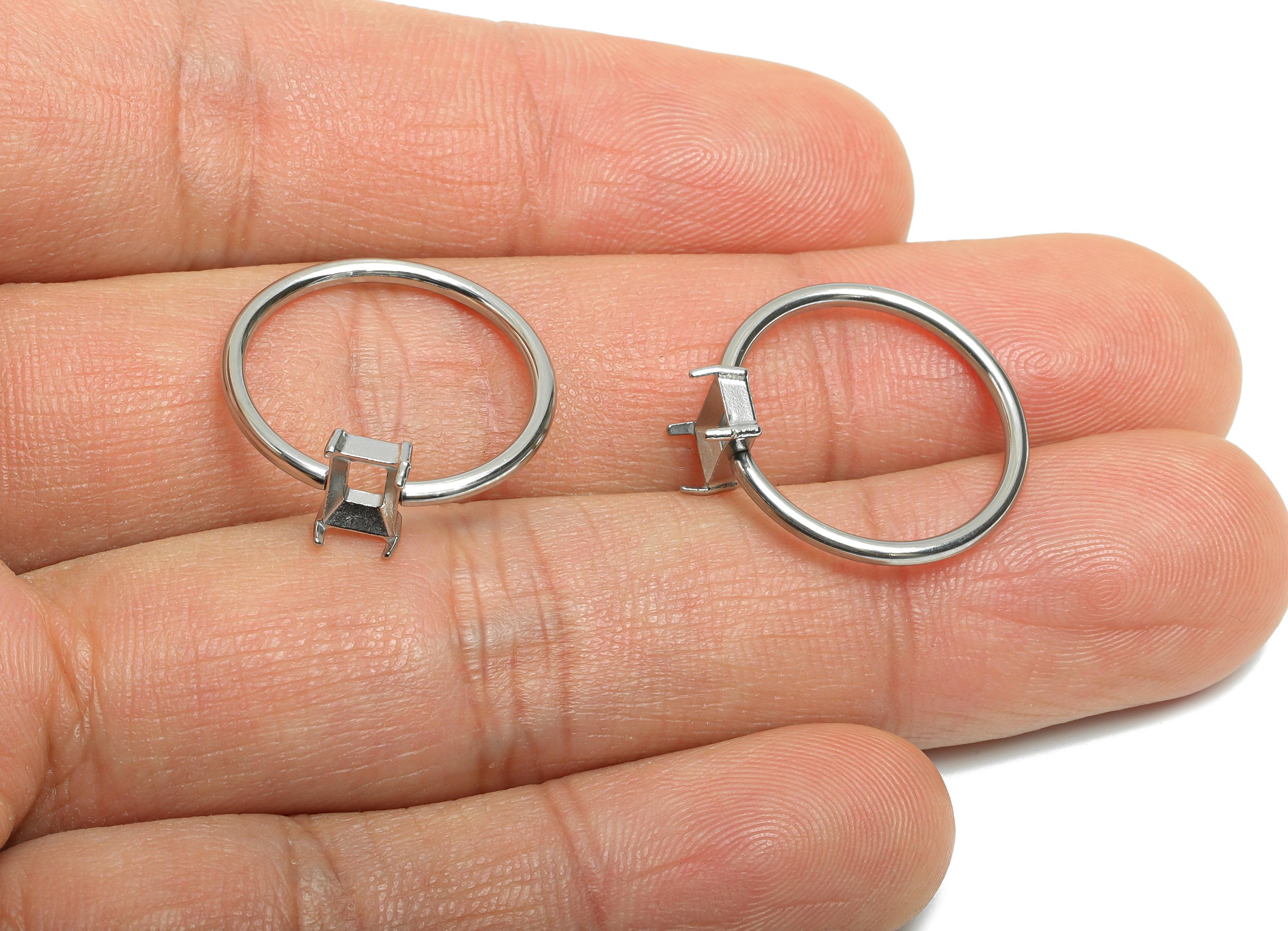 4x6mm Rectangle Setting Ring - Prong Ring Settings - Ring Inner Size #6/16.6mm - Gemstone Holder Cabochon Ring Base - 21x19x1.5mm - SS1549-6 - DOMEDBAZAAR