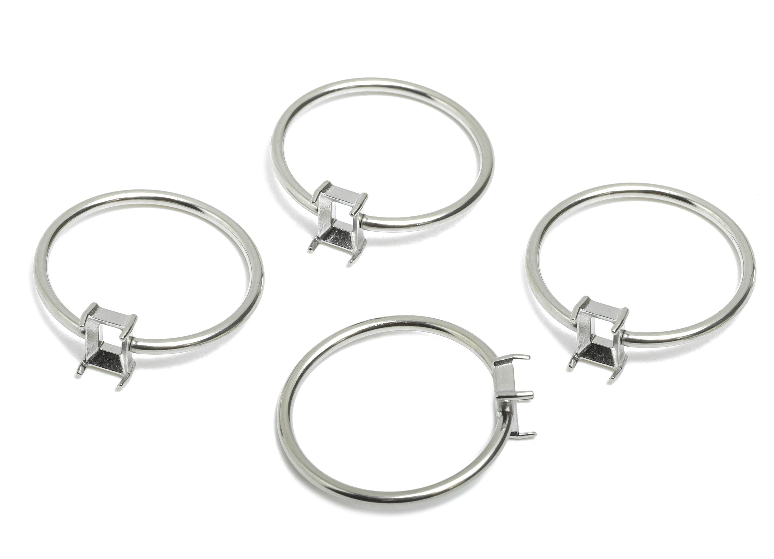 4x6mm Rectangle Setting Ring - Prong Ring Settings - Ring Inner Size #9/18.9mm - Gemstone Holder Cabochon Ring Base - 24x22x1.5mm - SS1549-9 - DOMEDBAZAAR