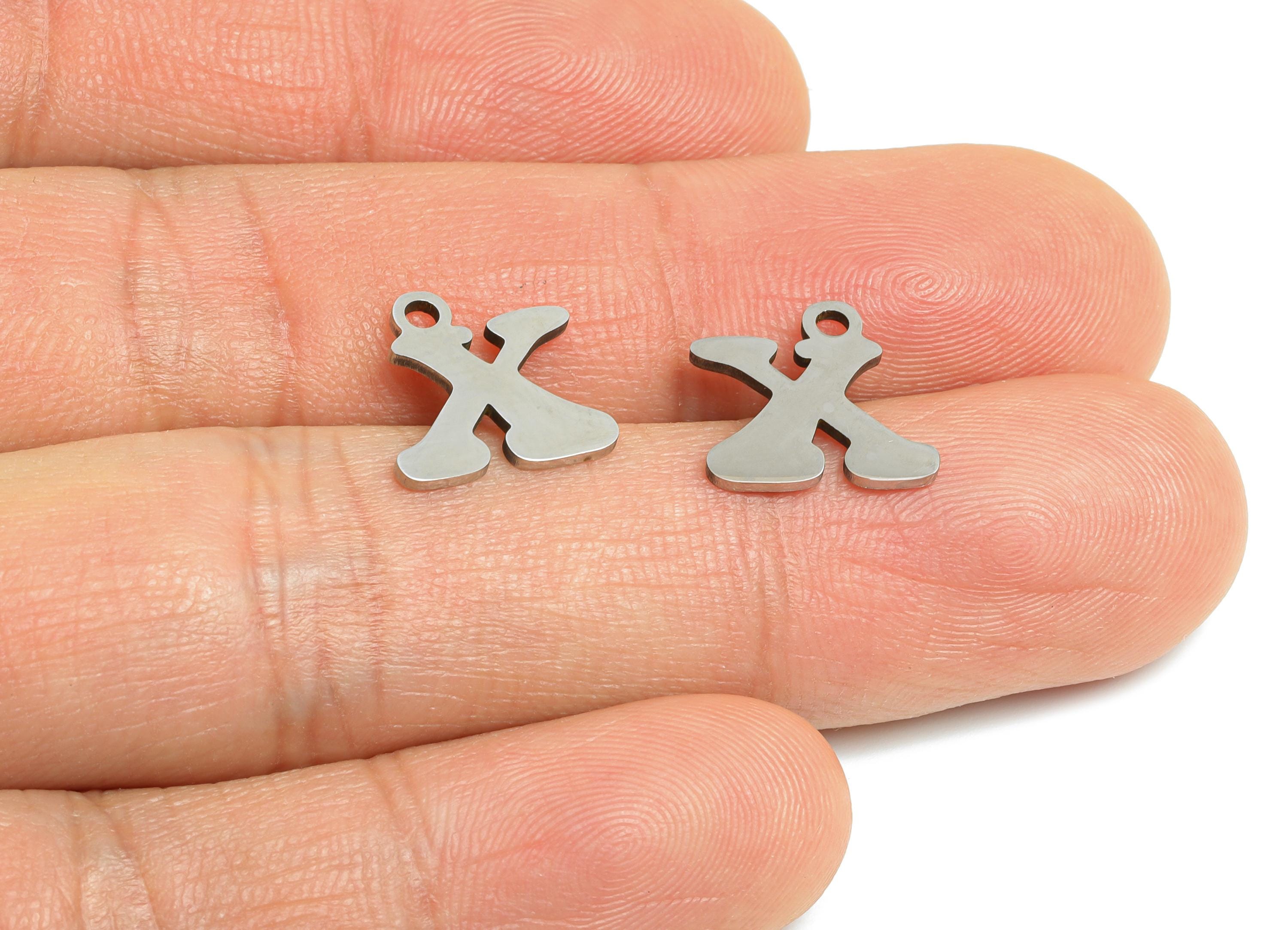 Steel Letter X Charm - Personalized Initial Pendant for Bracelet - Unique Name Jewelry - Stylish Statement DIY - 12.14x12x0.98mm - SS2406 - DOMEDBAZAAR