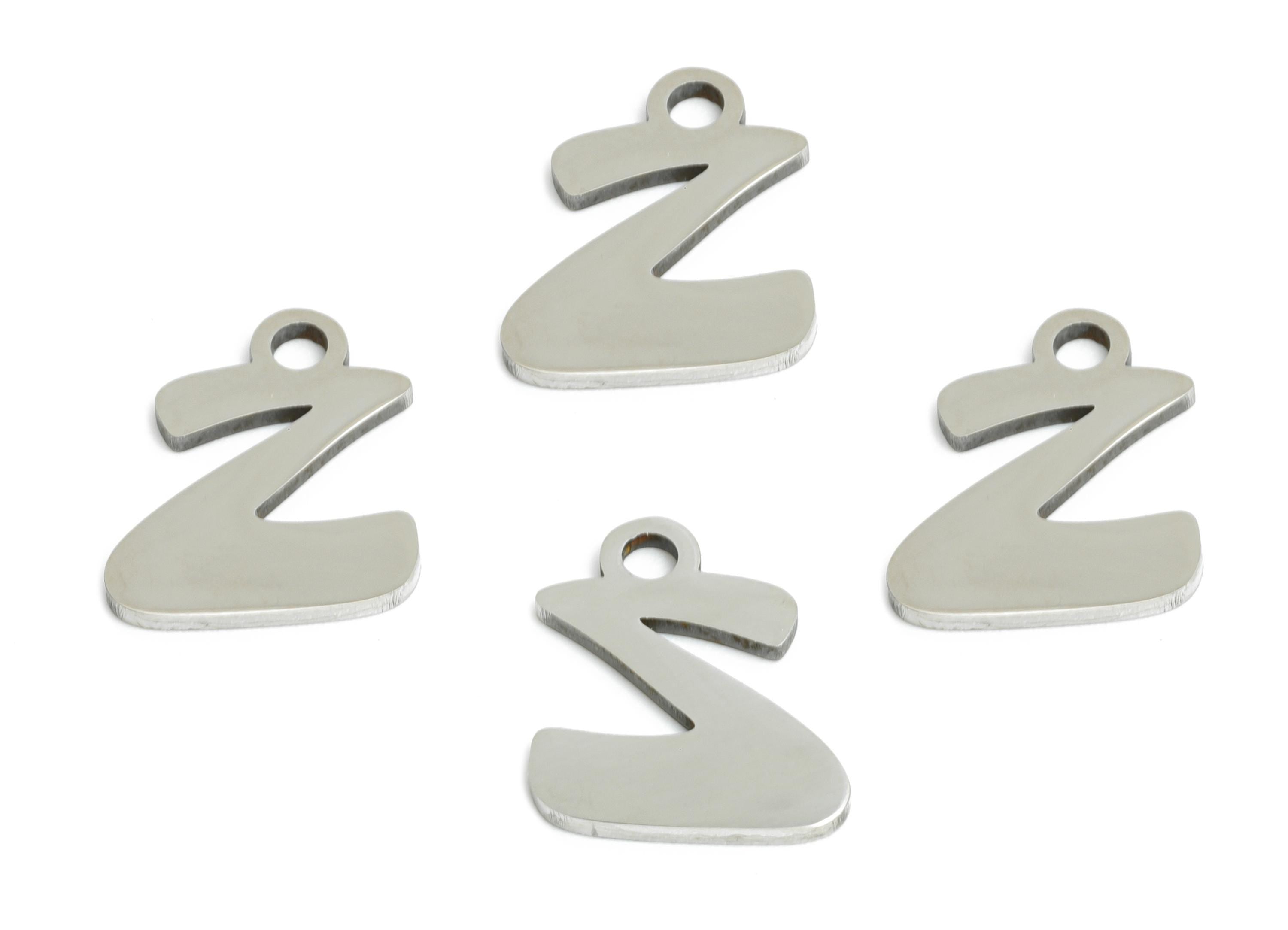 Steel Letter Z Charms - Personalized Initial Pendant for Bracelet - Unique Name Jewelry - Stylish Statement DIY - 11.8x10x0.98mm - SS2408 - DOMEDBAZAAR