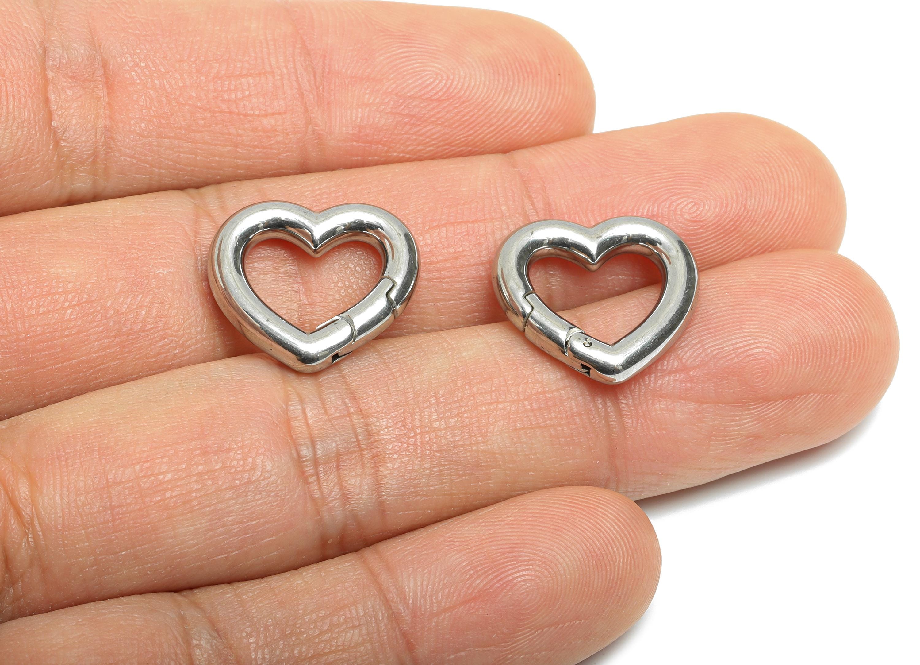 3*17mm Steel Heart Key Chain Clip - Heart Clasp For Key Ring Accessory - Lobster Clasp Alternative - Heart Connector - 16x17x3mm - SS1540 - DOMEDBAZAAR