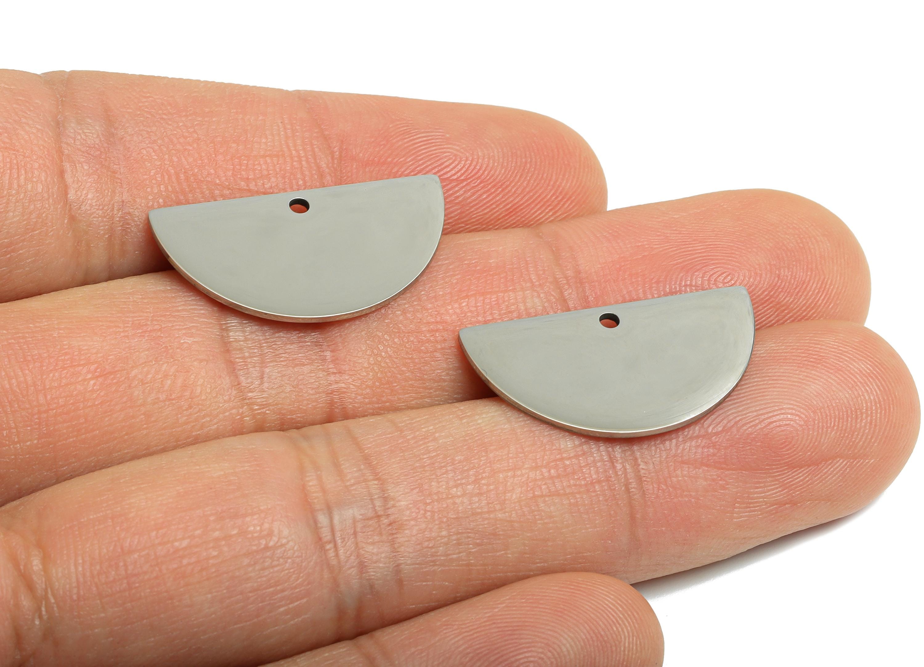 Steel Semicircle Charms - Half Round Steel Geometric Pendant - Flat Metal Jewelry Charm - DIY Craft Supplies - 24.44x12.84x0.98mm - SS2302 - DOMEDBAZAAR