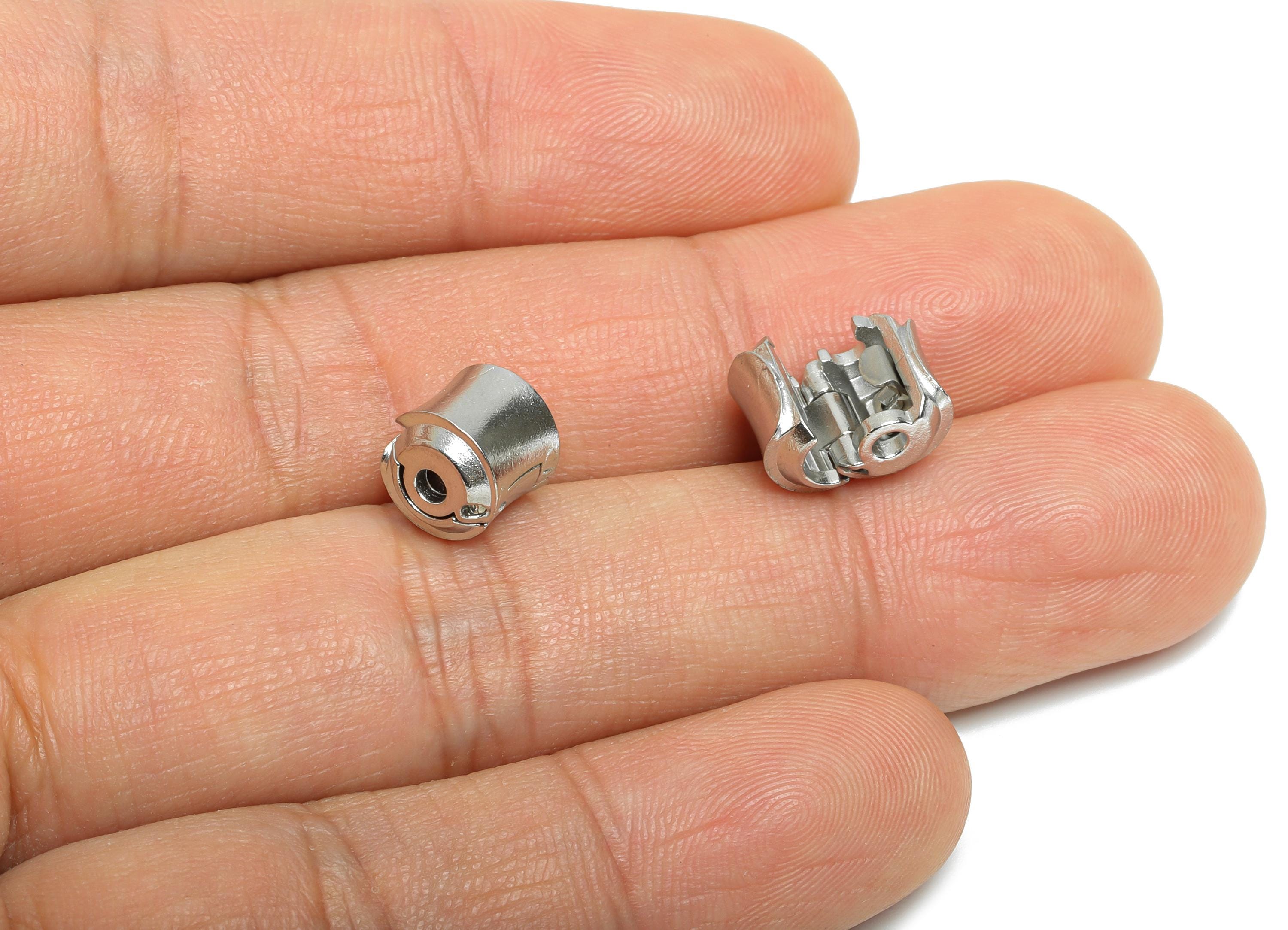 Stainless Steel Connector - Steel Openable Clasp - Cord Ends for Necklace Bracelet - Steel Lock for DIY Necklace Bracelet - 8x7x7mm - SS1544 - DOMEDBAZAAR