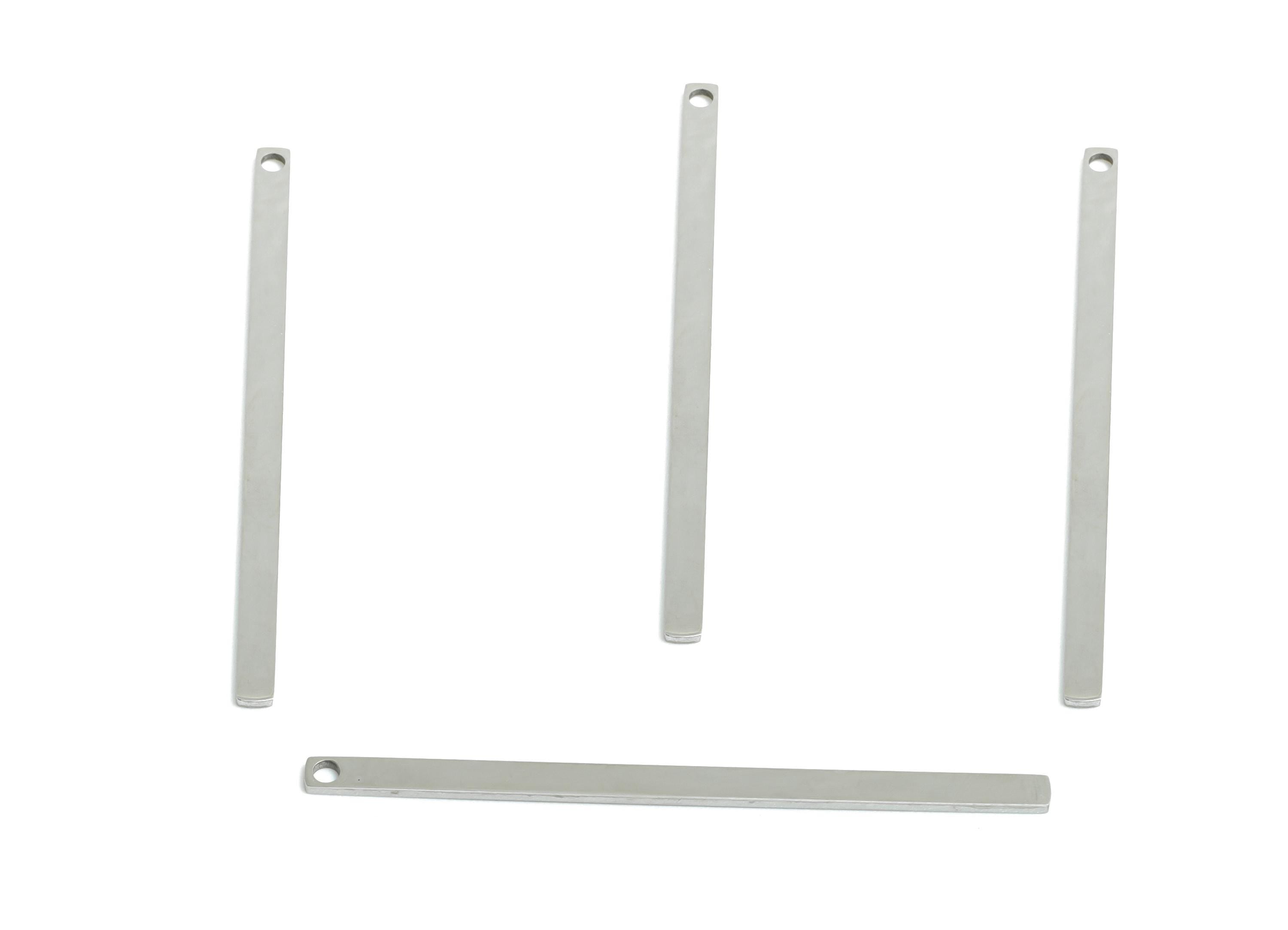 Steel Stick Earring Charm - Minimalist Sleek Bar Charm for DIY Jewelry - Modern Geometric Stick Pendant - Steel Making - 46x2x0.98mm -SS2274 - DOMEDBAZAAR