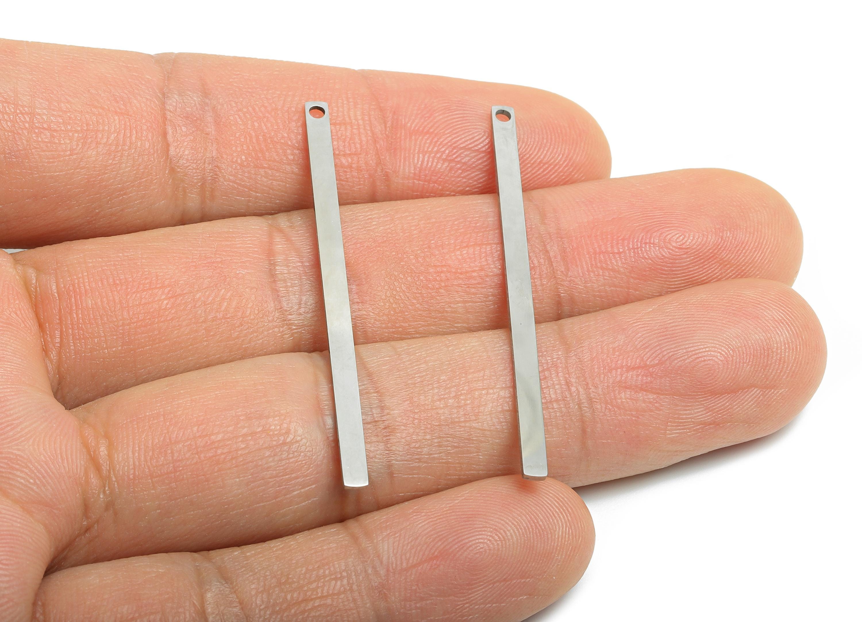 Steel Stick Earring Charm - Minimalist Sleek Bar Charm for DIY Jewelry - Modern Geometric Stick Pendant - Steel Making - 46x2x0.98mm -SS2274 - DOMEDBAZAAR