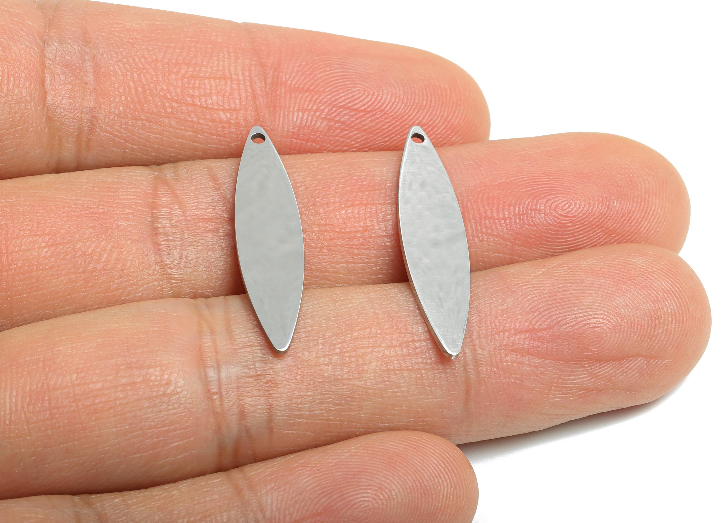Steel Marquise Charms - Steel Smooth Geometric Jewelry - Sleek Minimalist Earring Charms - DIY Necklace Supplies - 29x6.65x0.98mm - SS2286 - DOMEDBAZAAR