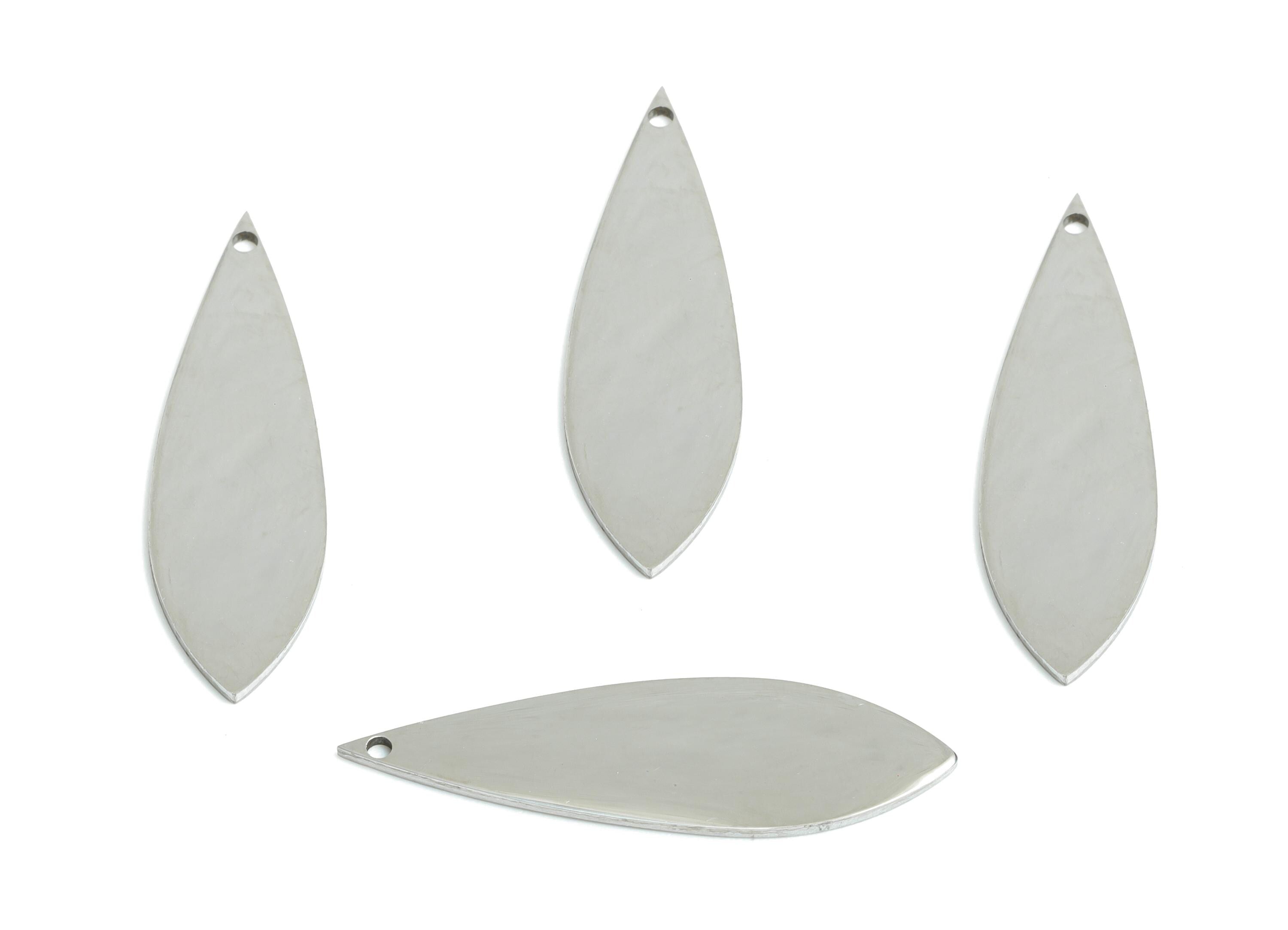 Steel Marquise Leaf Charm - Steel Smooth Geometric Jewelry - Sleek Minimalist Metal Accessories - DIY Necklace Making - 30x9x0.98mm - SS2280 - DOMEDBAZAAR