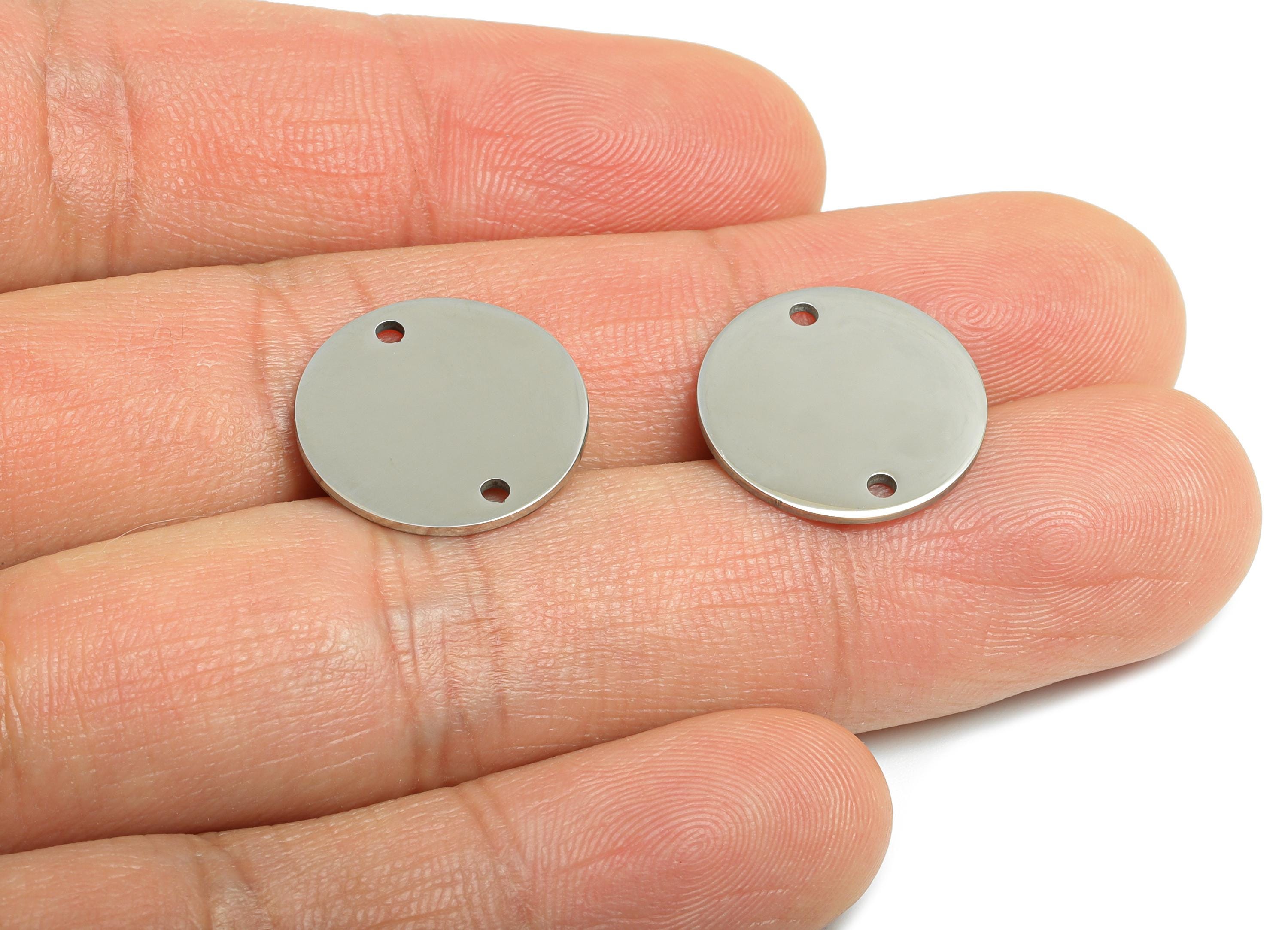 Steel Round Connector - Modern Geometric Pendant - Laser Cut Industrial Chic Jewelry - Stainless Steel Charms - 16.67x16.67x0.98mm - SS2282 - DOMEDBAZAAR