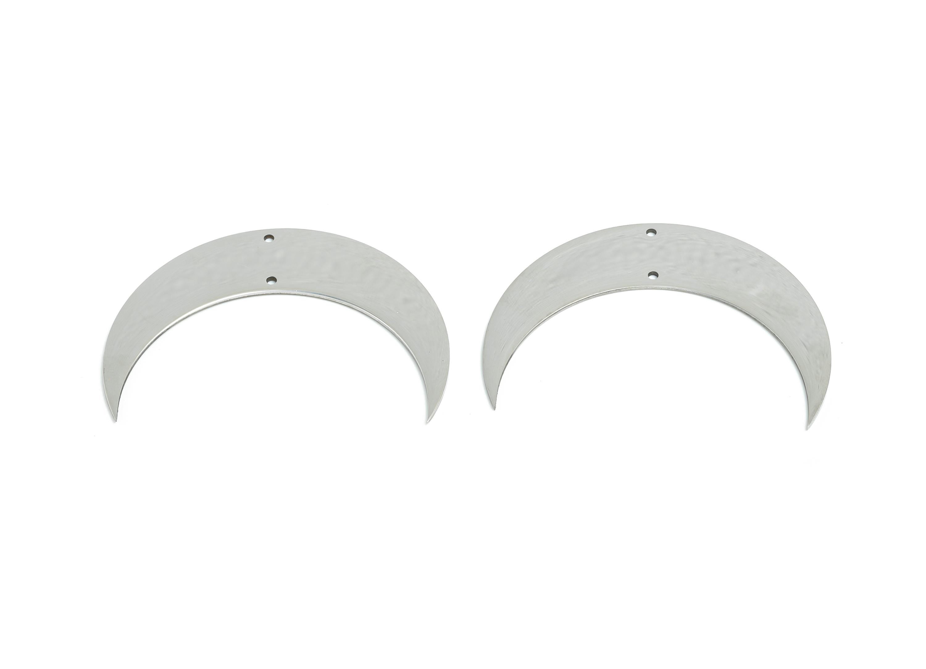 Steel Crescent Connector - Modern Moon Geometric Pendant - Celestial Laser Cut Industrial Jewelry - Steel Making - 46x32.8x0.98mm - SS2276 - DOMEDBAZAAR