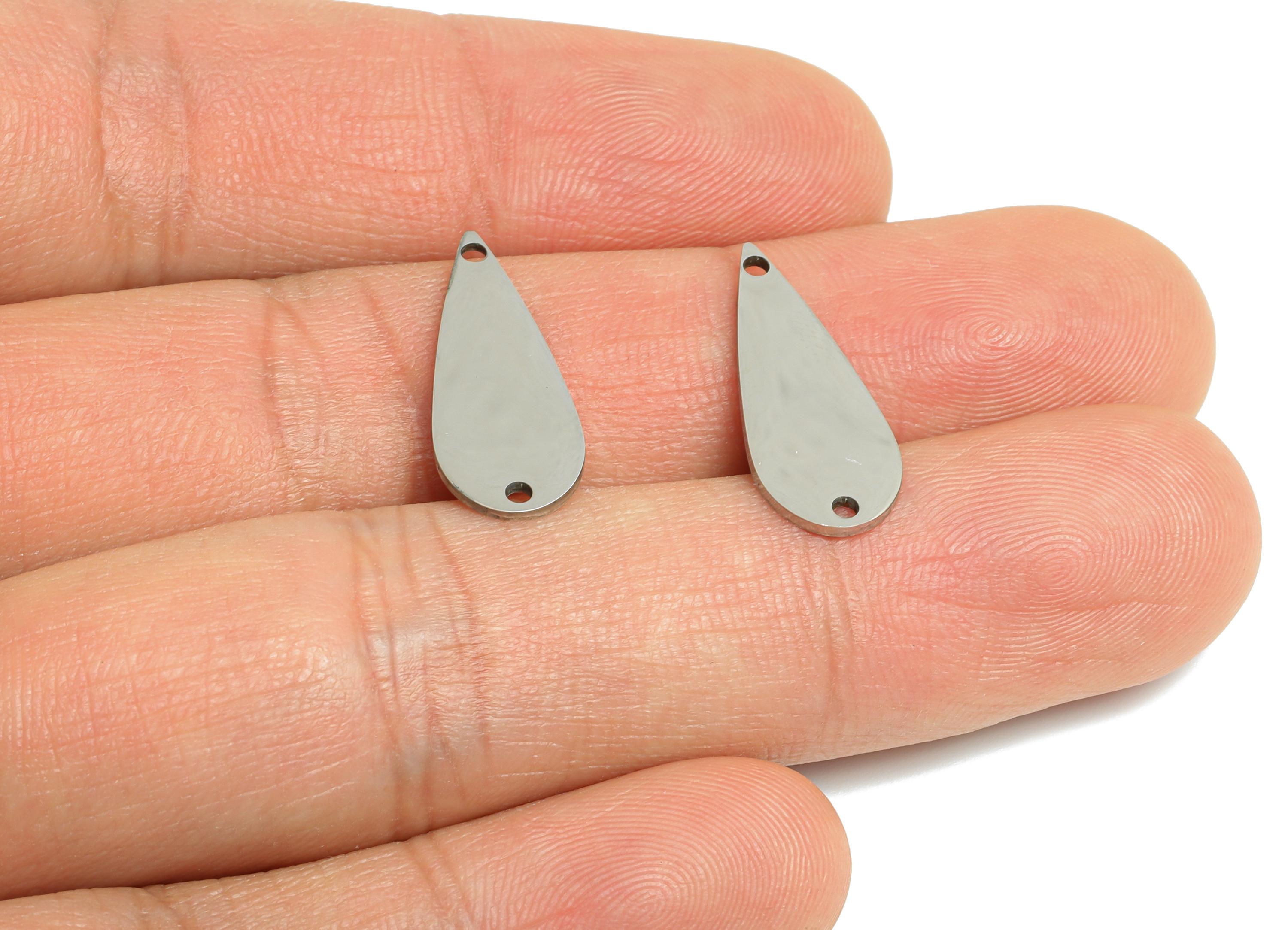 Steel Teardrop Connector - Minimalist Geometric Jewelry Components - Laser Cut Industrial Jewelry - Steel Making - 21x8.53x0.98mm - SS2290 - DOMEDBAZAAR