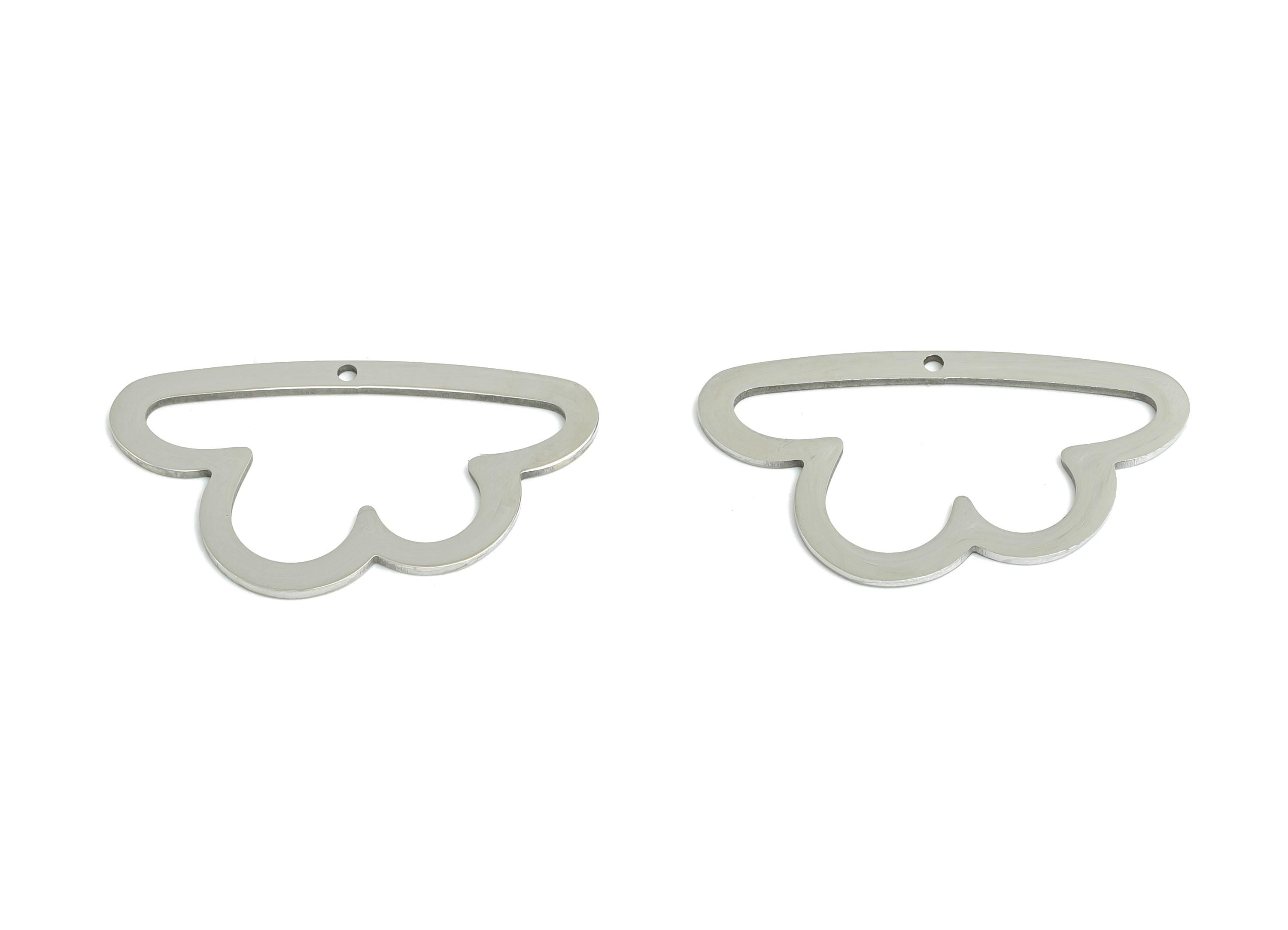 Steel Cloud Charm - Abstract Flat Metal Pendant for DIY Crafts Making - Trendy Jewelry Components for Necklaces - 30.35x17.4x0.98mm - SS2331 - DOMEDBAZAAR