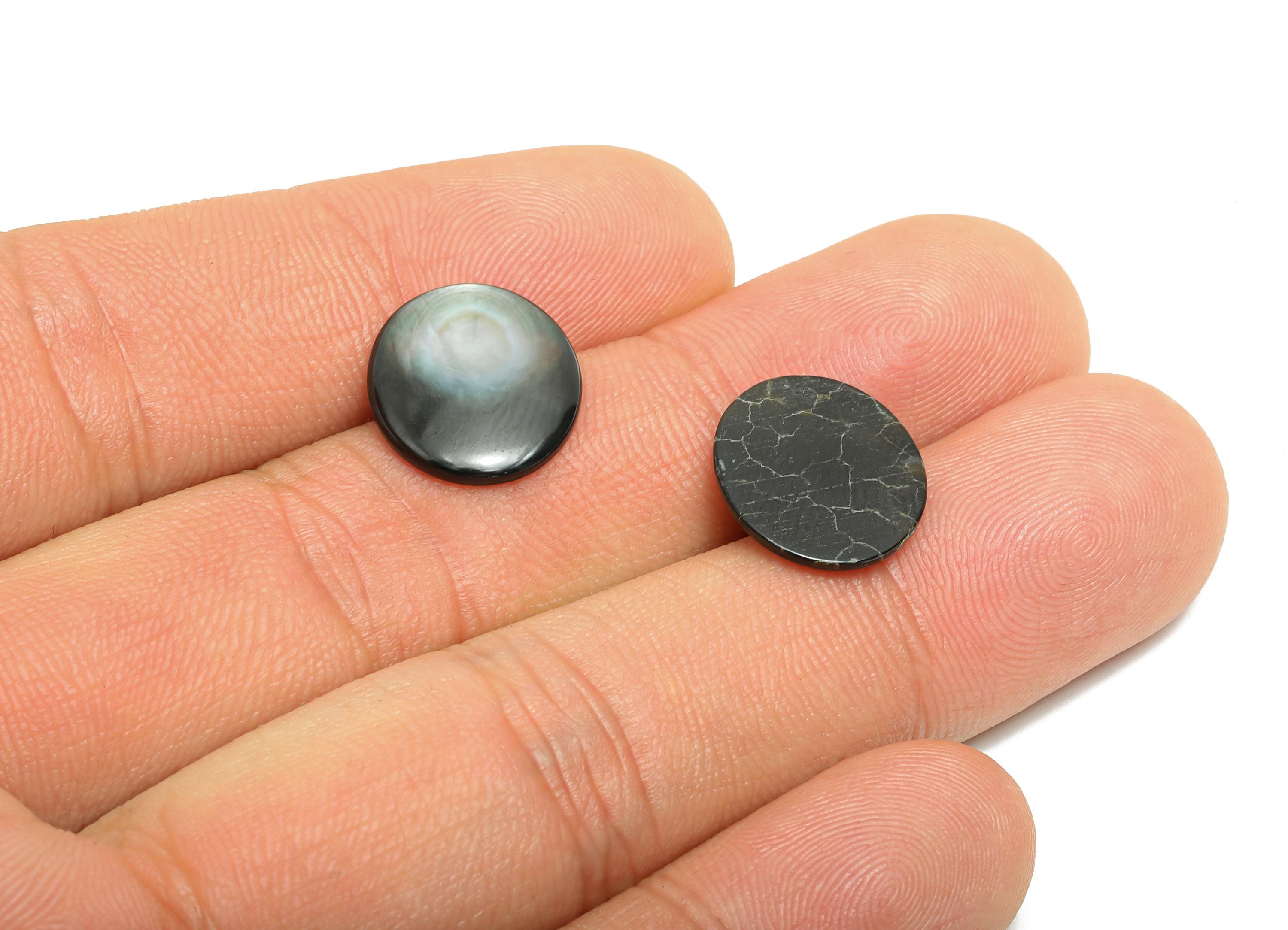 13*15mm Natural Black Shells Cabochon - Oval Cabochon DIY Gemstone Setting - Cabochon for Rings or Pendants - Healing Gemstone - NS3072