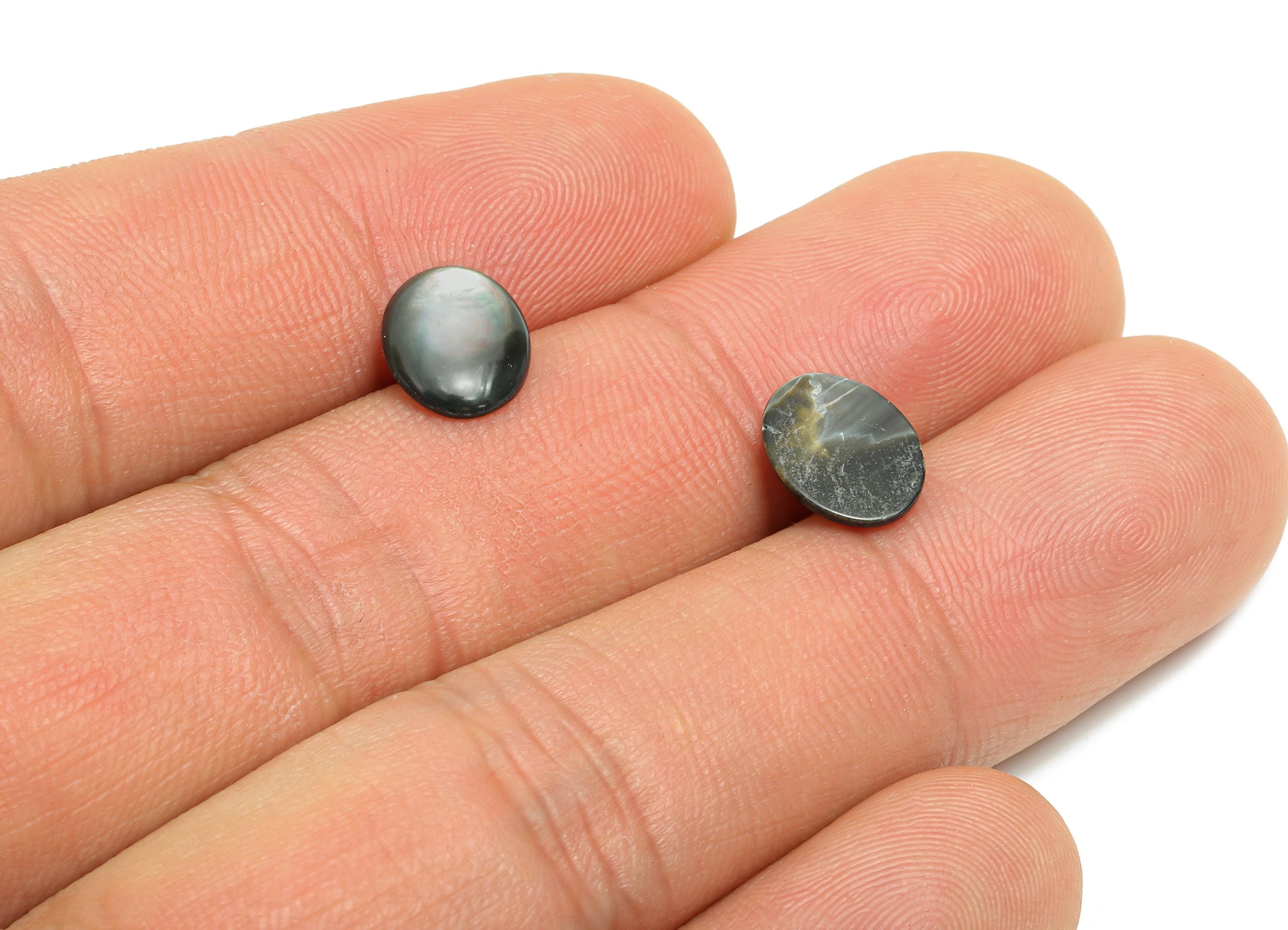 8*10mm Natural Black Shells Cabochon - Oval Cabochon DIY Gemstone Setting - Cabochon for Rings or Pendants - Healing Gemstone - NS3064