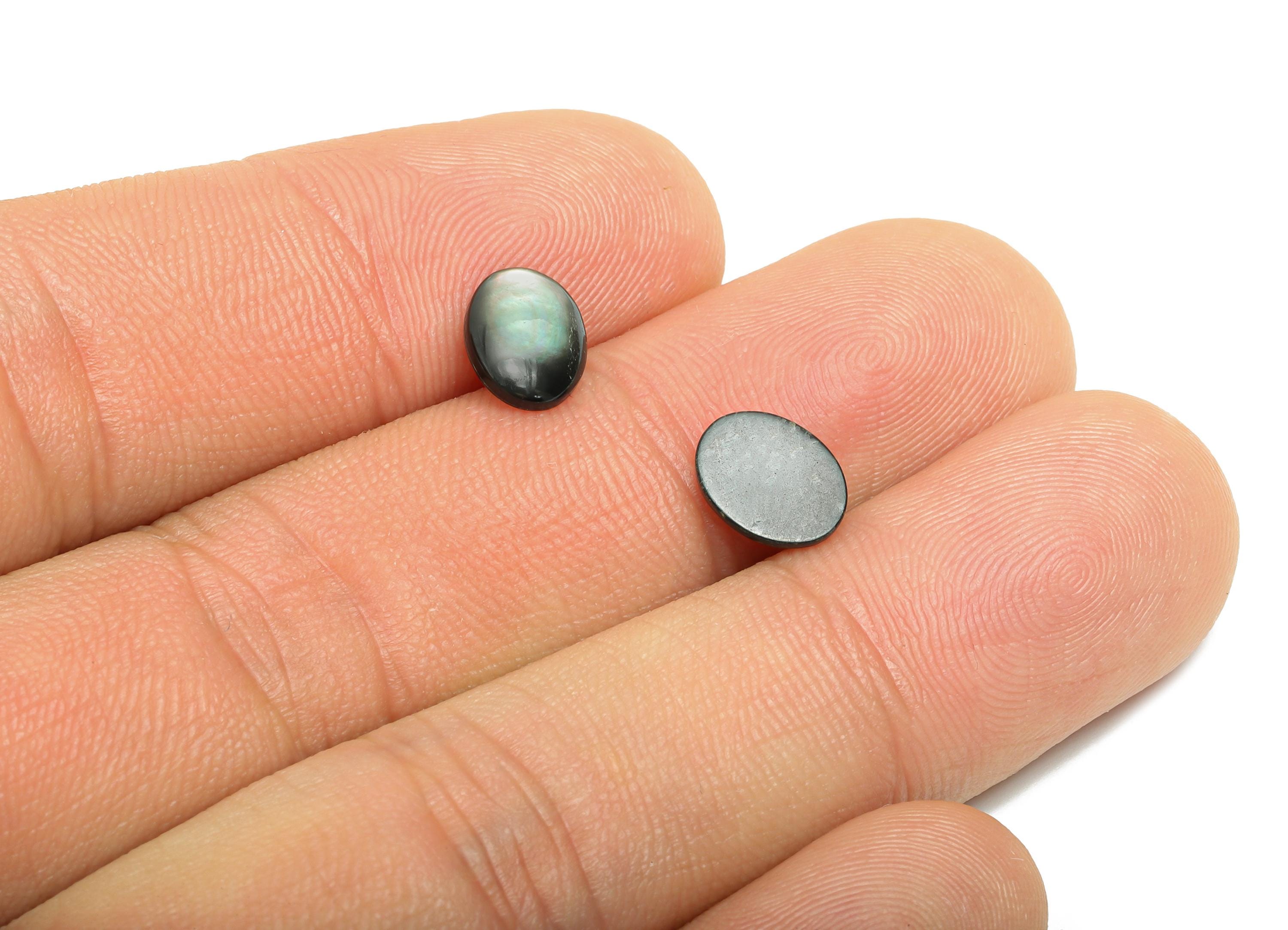 7*9mm Natural Black Shells Cabochon - Oval Cabochon DIY Gemstone Setting - Cabochon for Rings or Pendants - Healing Gemstone - NS3062