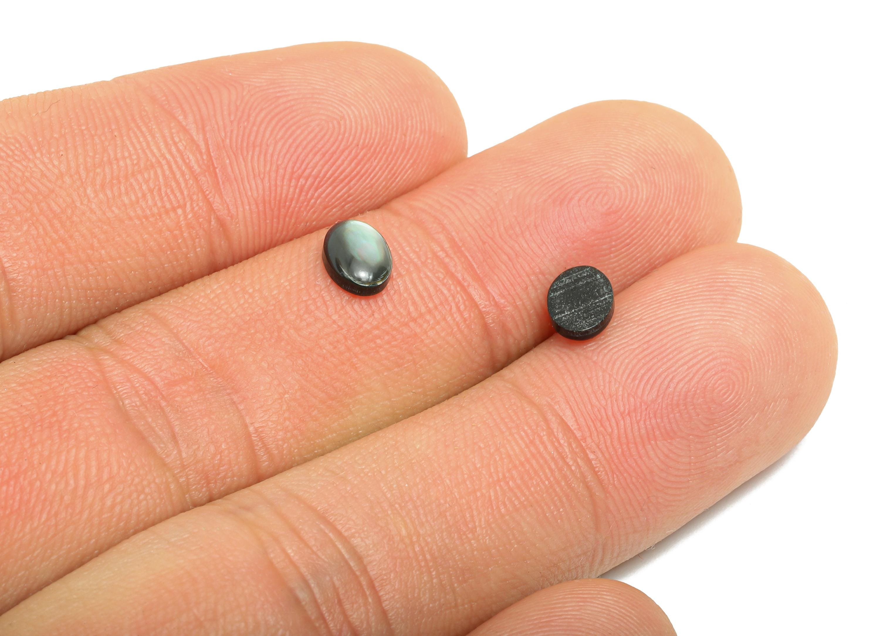 5*7mm Natural Black Shells Cabochon - Oval Cabochon DIY Gemstone Setting - Cabochon for Rings or Pendants - Healing Gemstone - NS3058