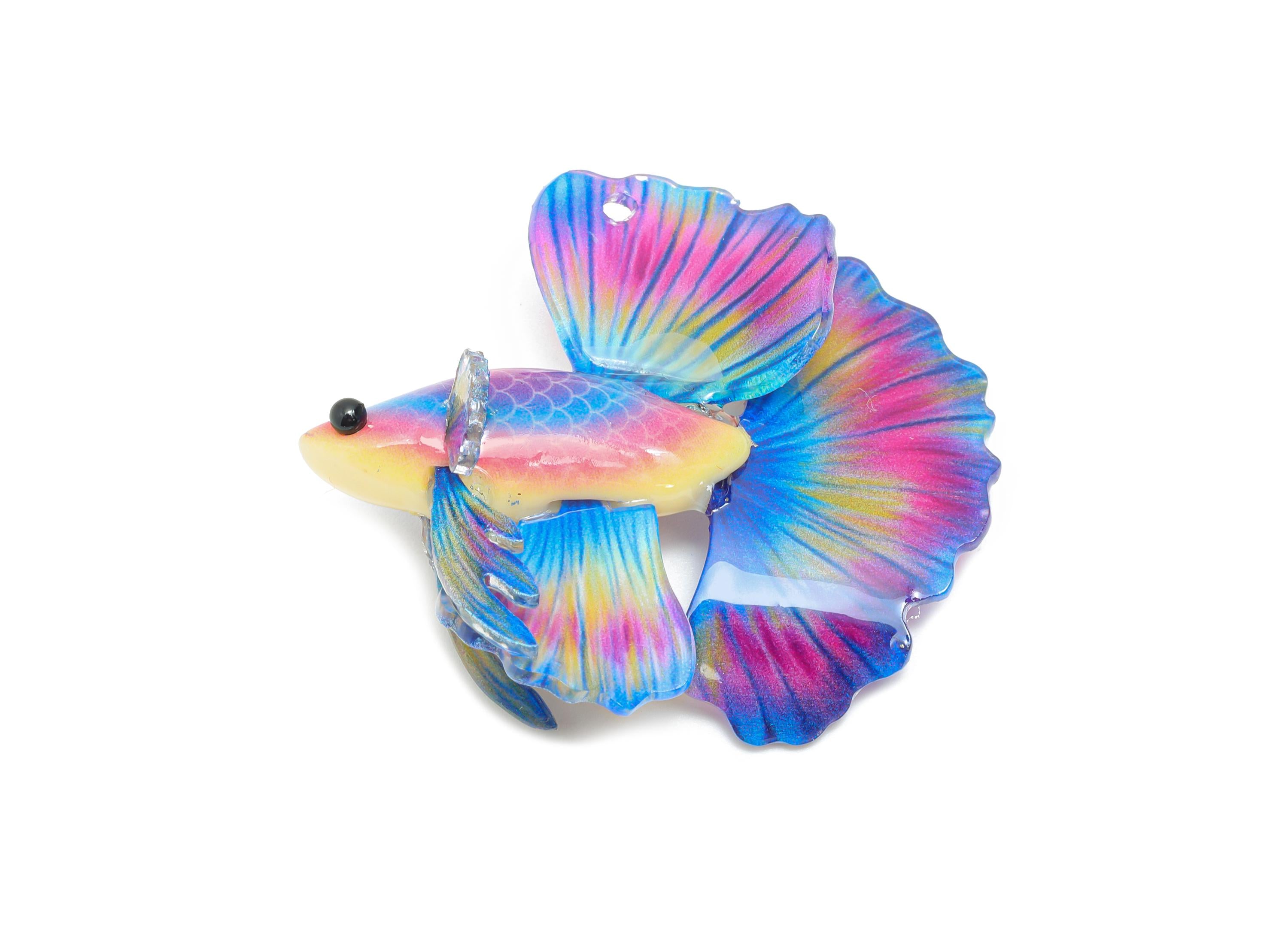 Heat Shrink Resin Tropical Fish - Shrinkable Resin Fish Figurine - Resin Fish Earring Charm - Dainty Fish Charm - 37x35x12.7mm - AC2679 - DOMEDBAZAAR