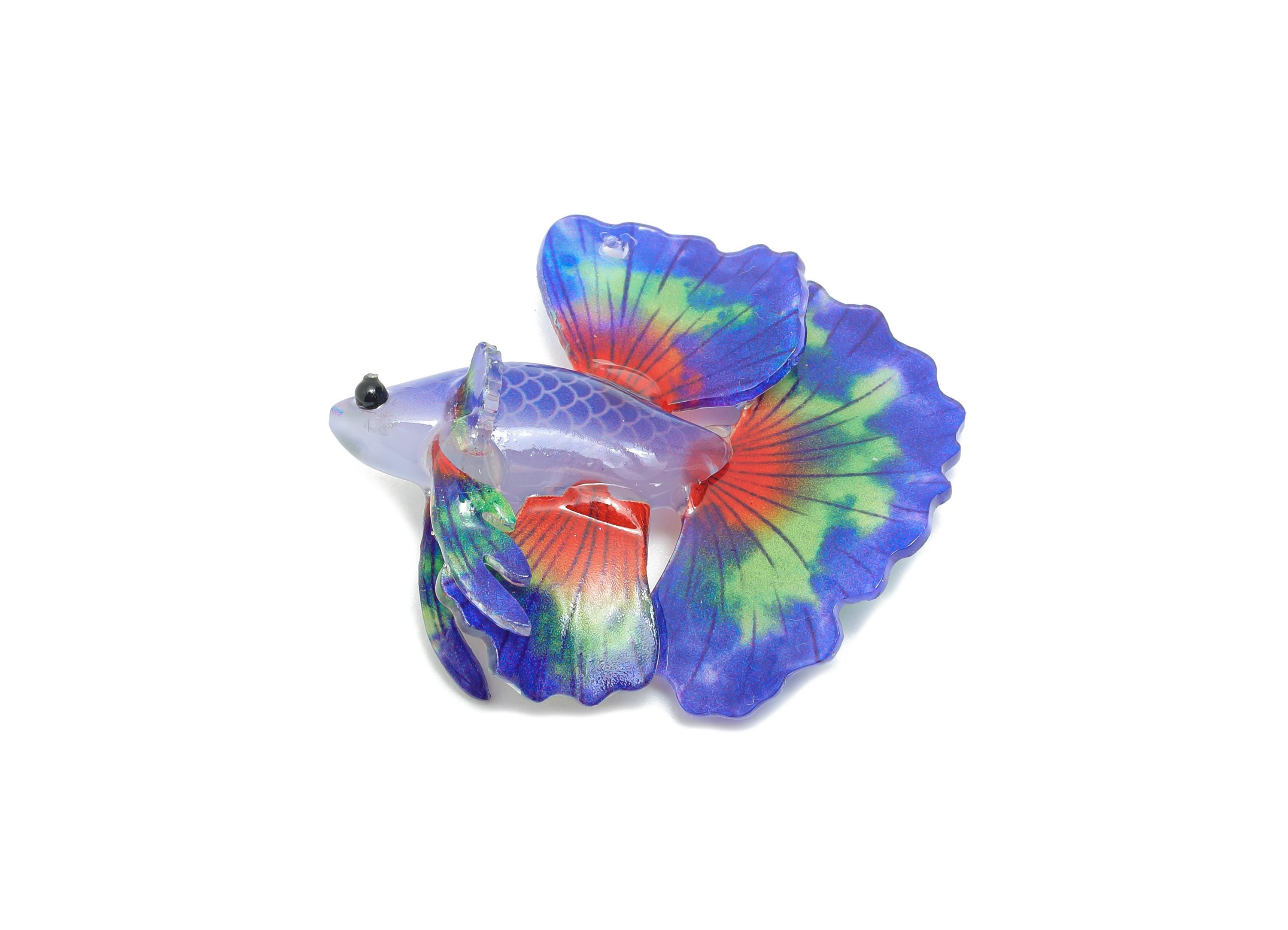 Heat Shrink Resin Tropical Fish - Shrinkable Resin Fish Figurine - Resin Fish Earring Charm - Dainty Fish Charm - 38.6x34.9x12.5mm - AC2680 - DOMEDBAZAAR
