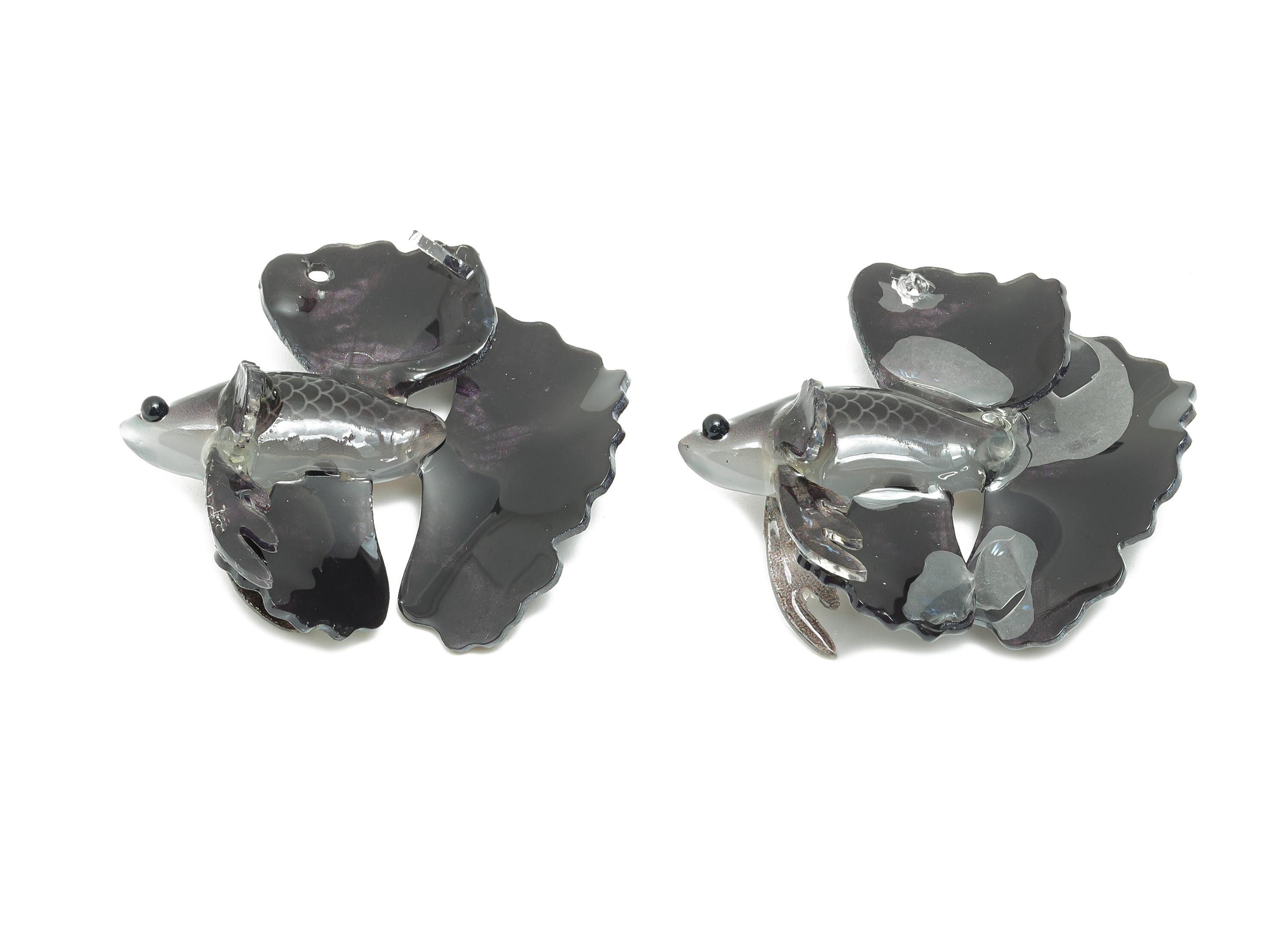 Heat Shrink Resin Tropical Fish - Shrinkable Resin Fish Figurine - Resin Fish Earring Charm - Dainty Fish Charm - 37.86x34.5x13mm - AC2681 - DOMEDBAZAAR