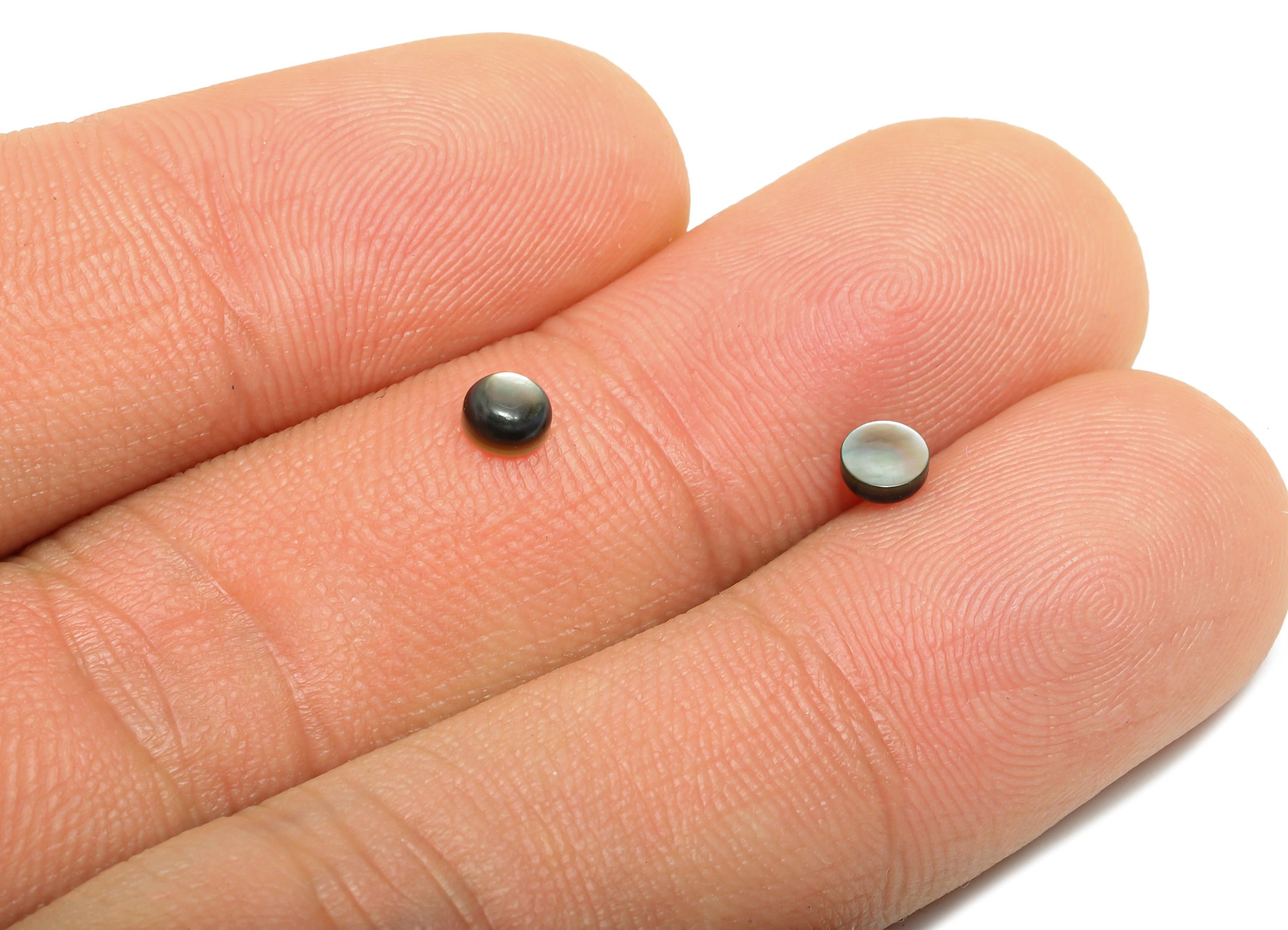 4mm Natural Black Shells Cabochon - Round Cabochon DIY Gemstone Setting - Cabochon for Rings or Pendants - Ring Jewelry Making - NS3040