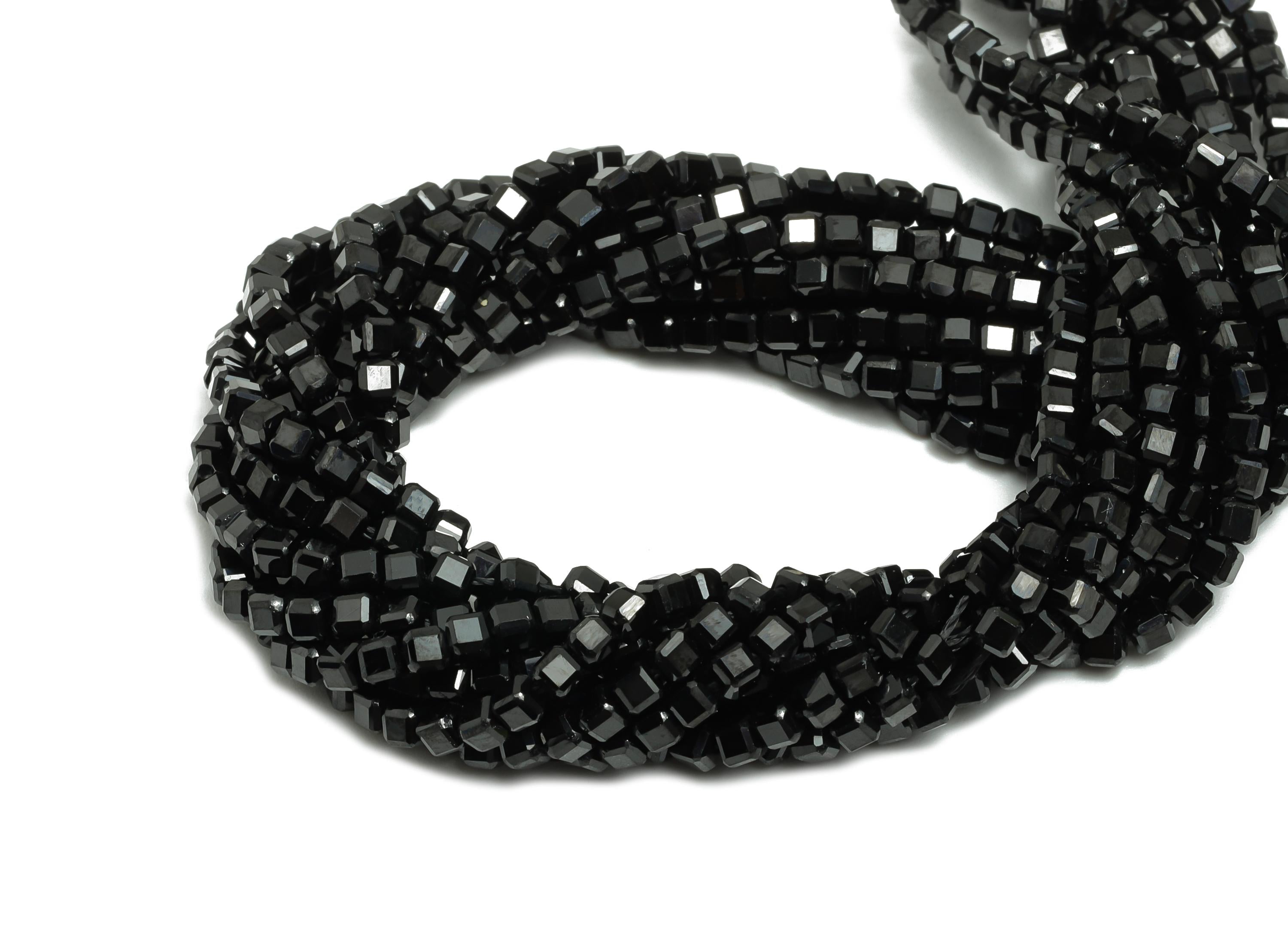 2mm The Black Spinel Natural Stone Bead - Faceted Cube 15.5inch/Strand - Handmade Jewelry Beads - Healing Gemstone Beads - NS2520 - DOMEDBAZAAR
