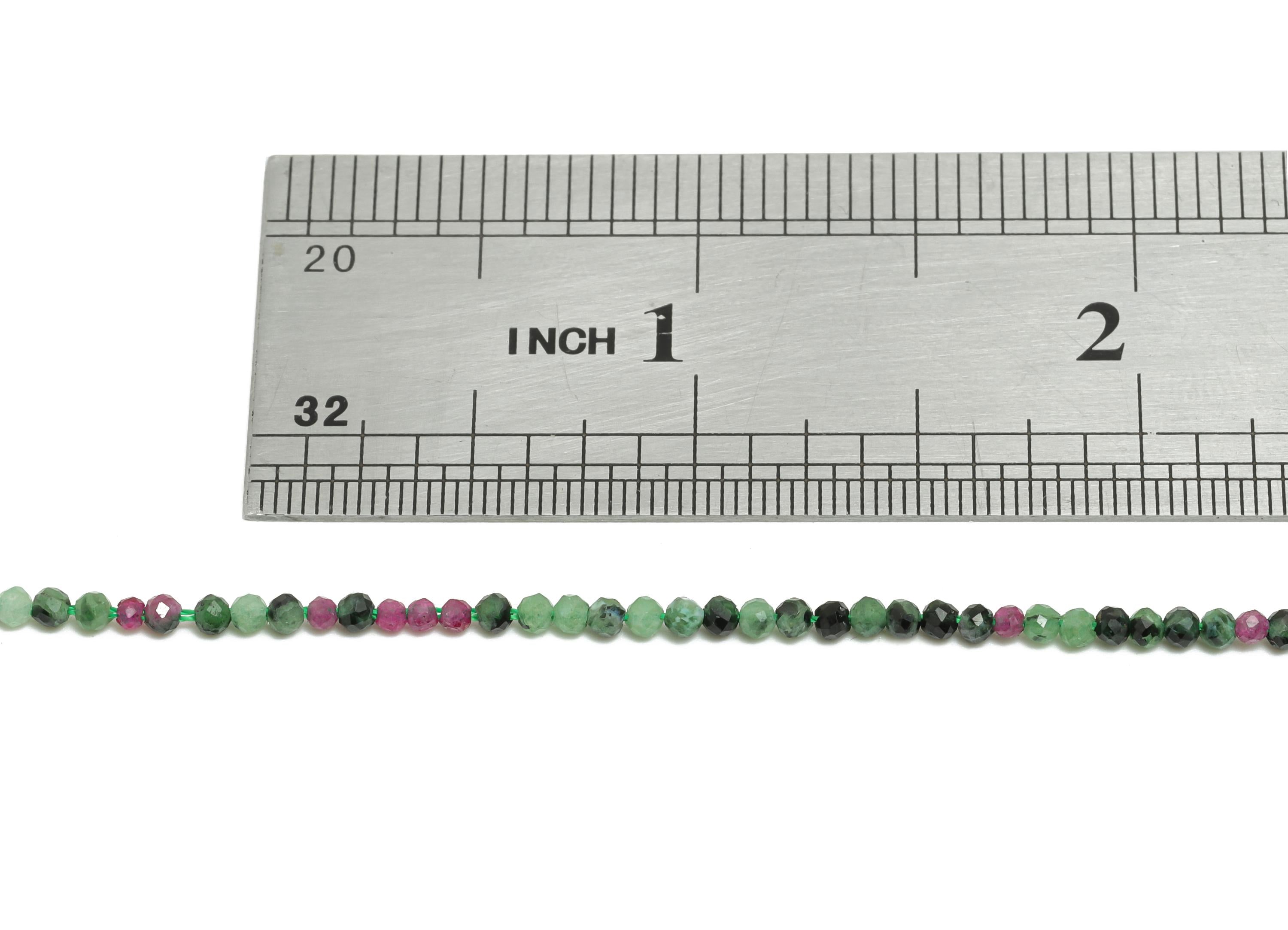 2mm Green Ruby Natural Stone Beads - Faceted Round Bead 15.5 inch /Strand - Crafting Gemstone Beads - Chic Beads for DIY Jewelry - NS2461 - DOMEDBAZAAR