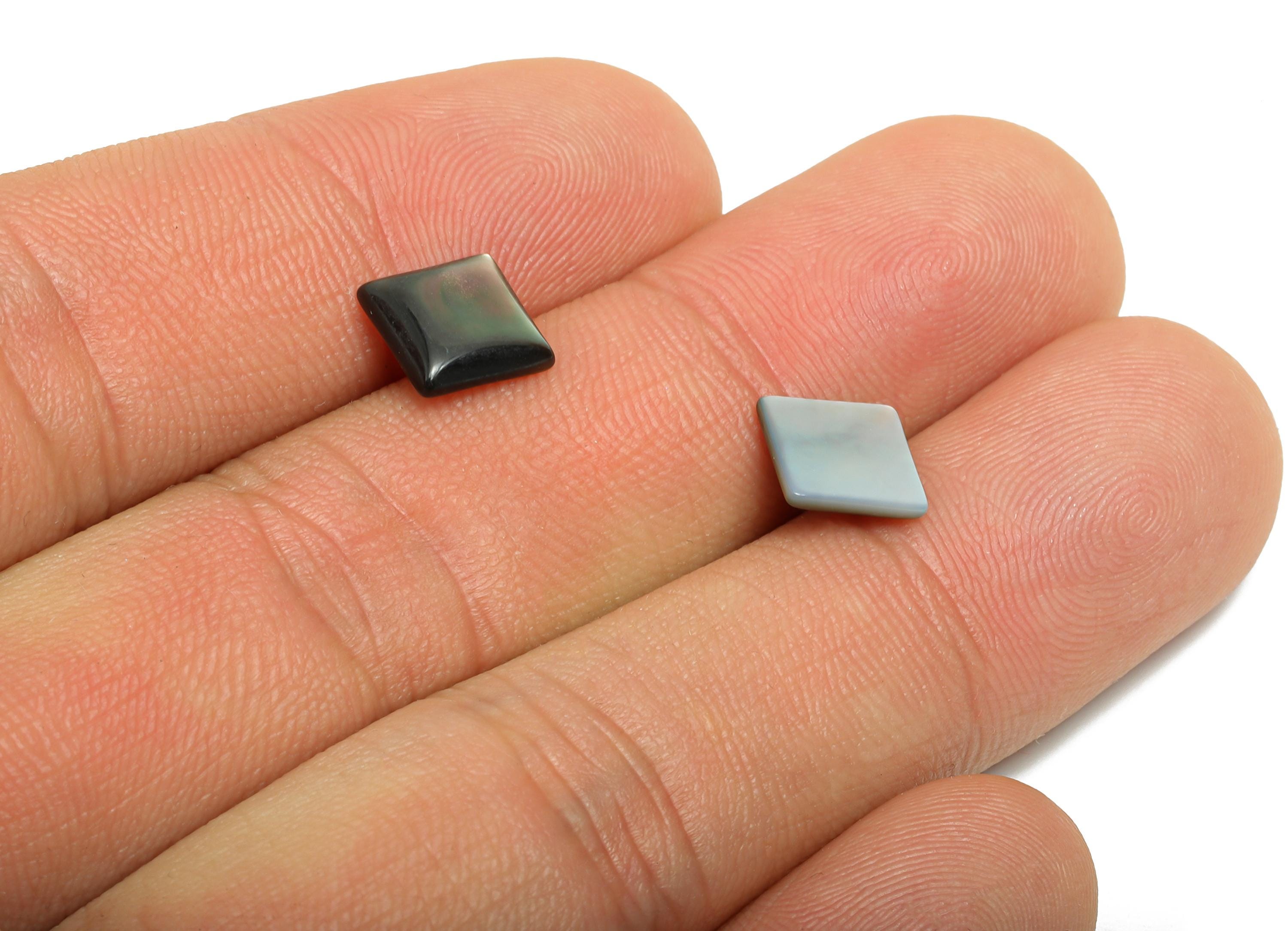 8x8mm Natural Black Shells Cabochon - Square Cabochon DIY Gemstone Setting - Cabochon for Rings or Pendants - Ring Jewelry Making - NS3088