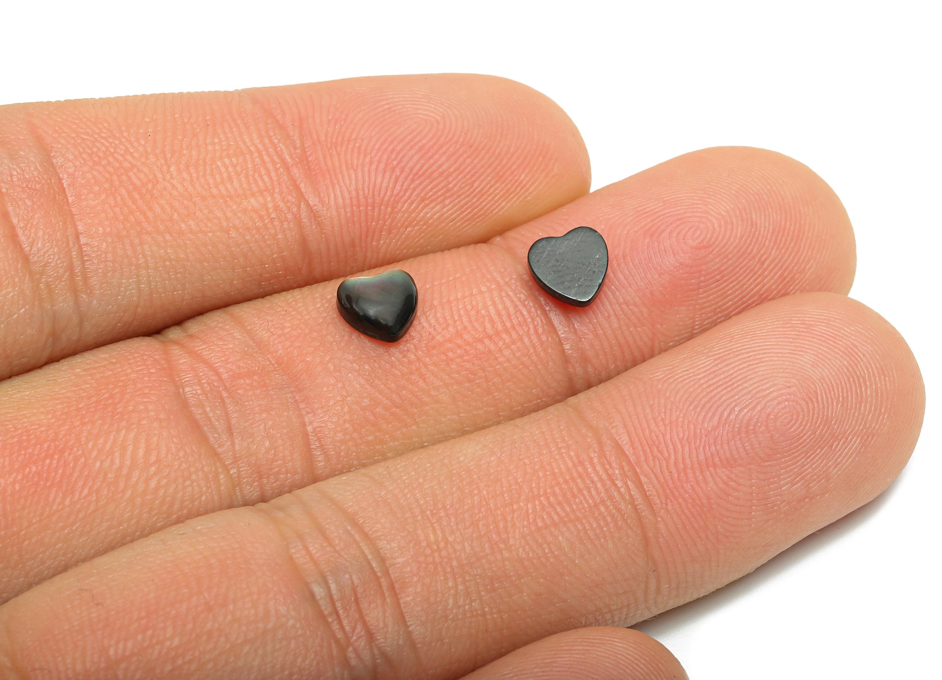 6x6mm Heart Natural Black Shells Cabochon - Cabochon DIY Gemstone Setting - Cabochon for Rings or Pendants - Ring Jewelry Making - NS3074