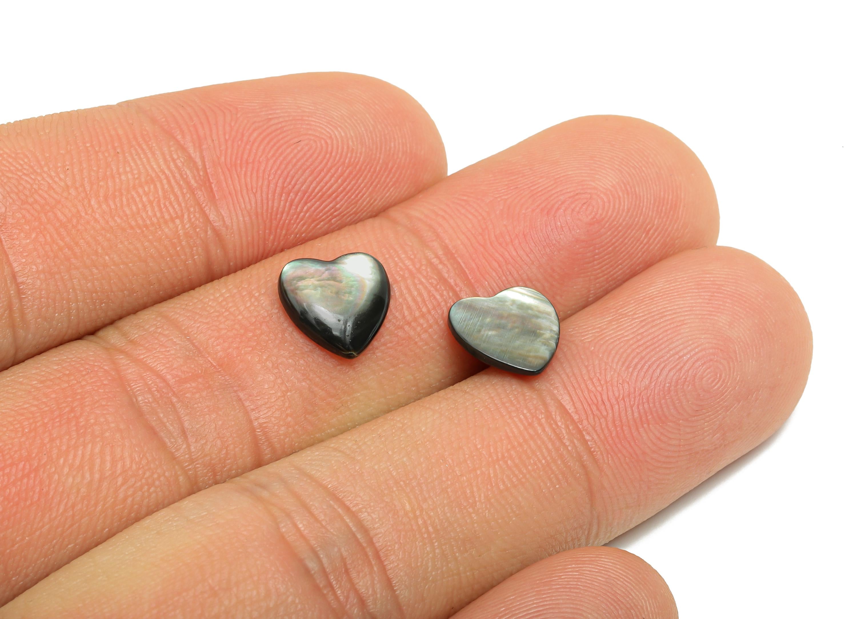 9x9mm Heart Natural Black Shells Cabochon - Cabochon DIY Gemstone Setting - Cabochon for Rings or Pendants - Ring Jewelry Making - NS3076