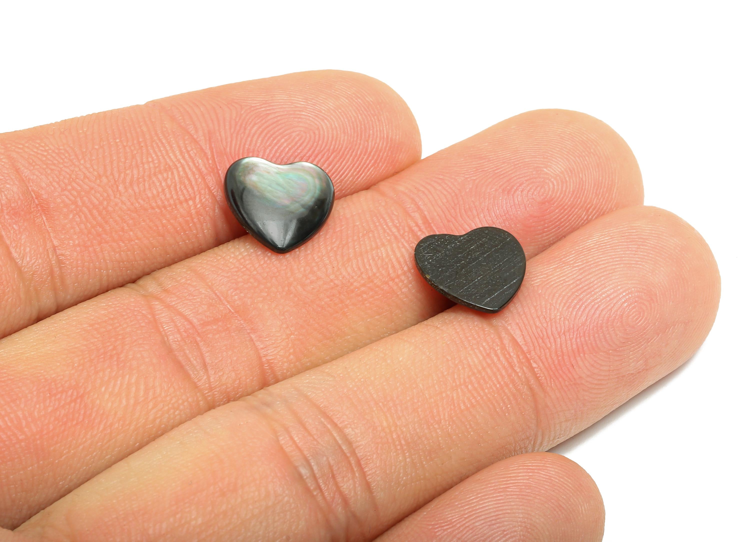 11x11mm Heart Natural Black Shells Cabochon - Cabochon DIY Gemstone Setting - Cabochon for Rings or Pendants - Ring Jewelry Making - NS3080