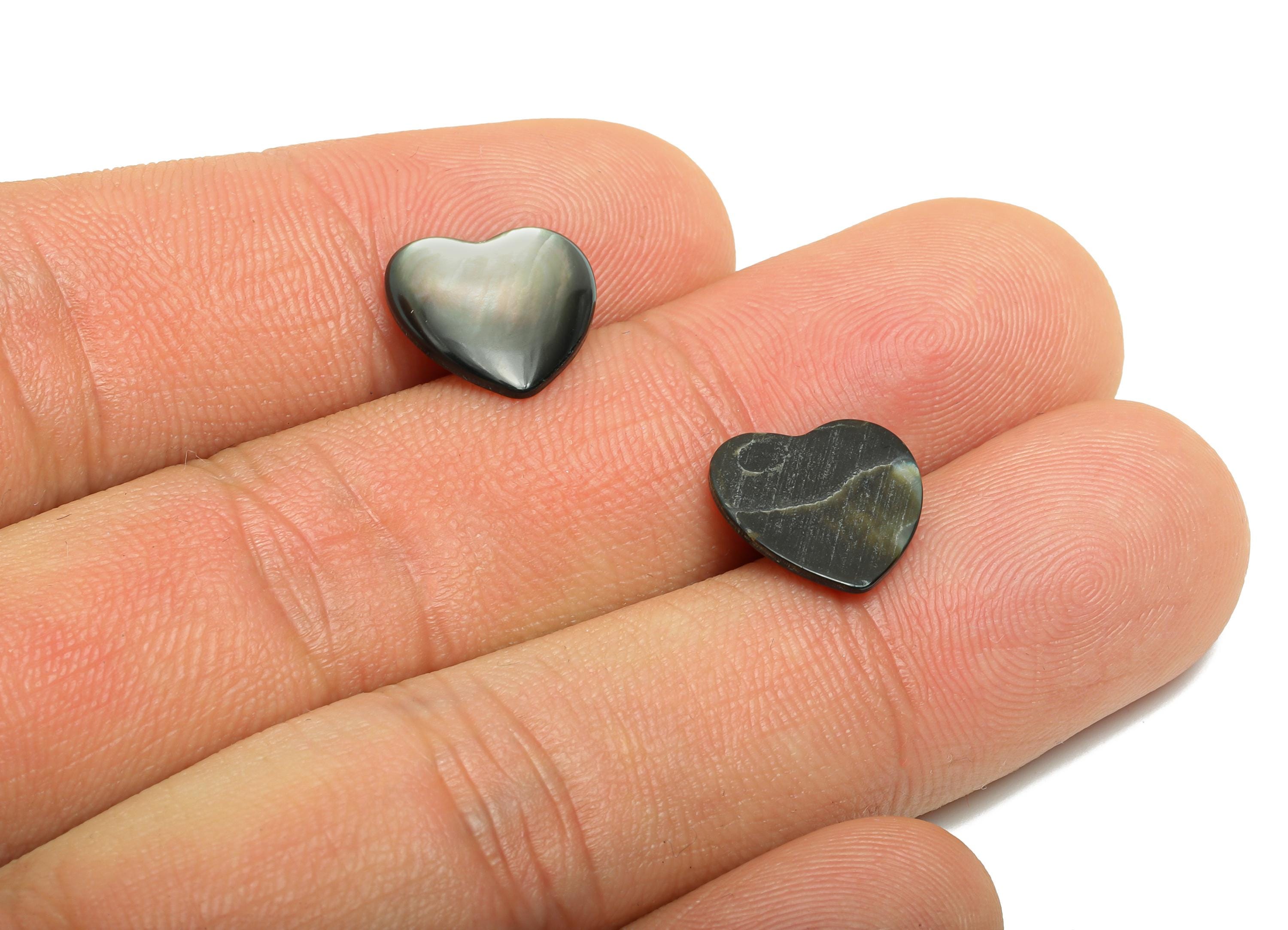 12x12mm Heart Natural Black Shells Cabochon - Cabochon DIY Gemstone Setting - Cabochon for Rings or Pendants - Ring Jewelry Making - NS3082