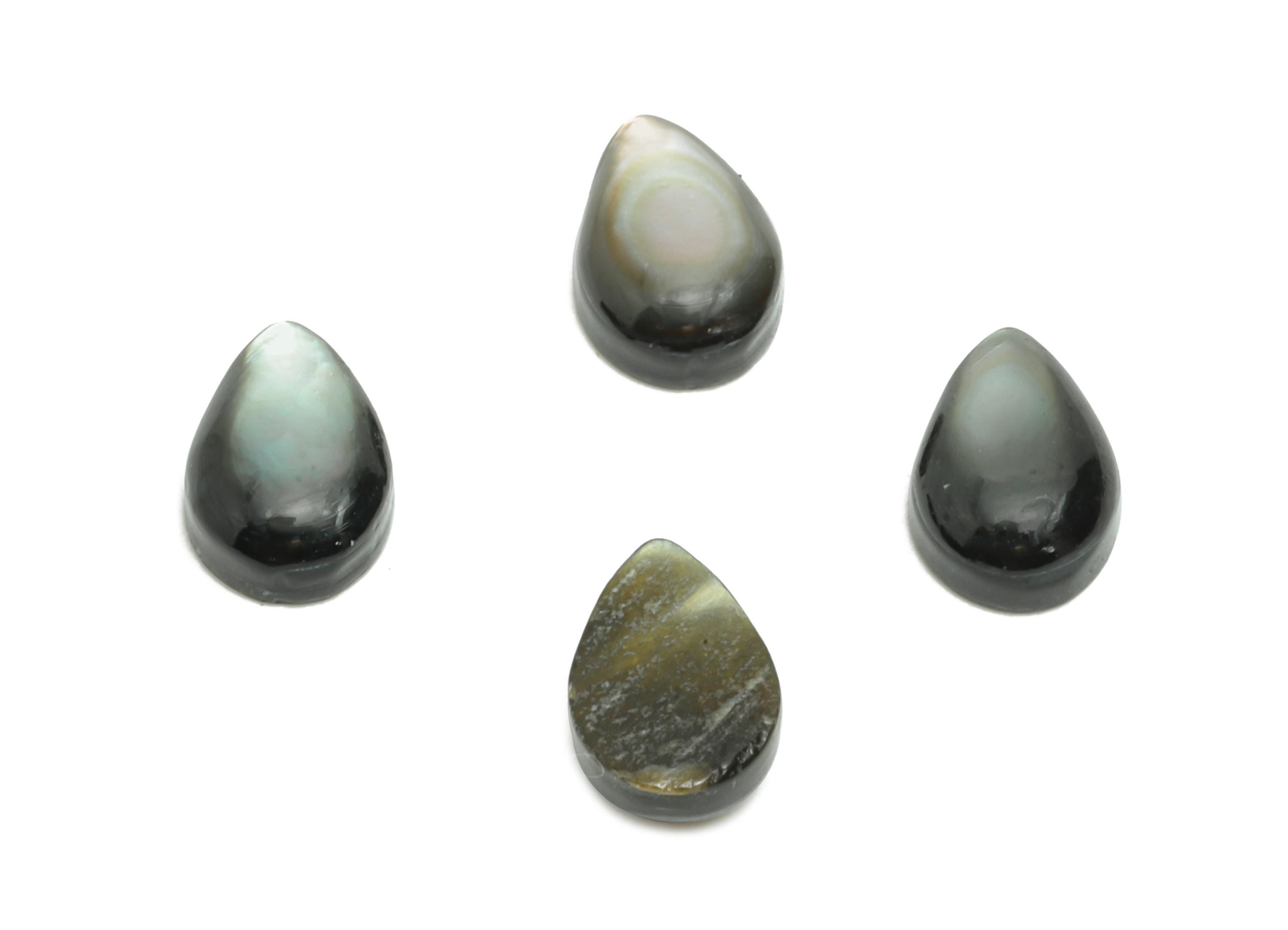 4x6mm Teardrop Natural Black Shells Cabochon - Cabochon DIY Gemstone Setting - Cabochon for Rings or Pendants - DIY Jewelry Craft - NS3048